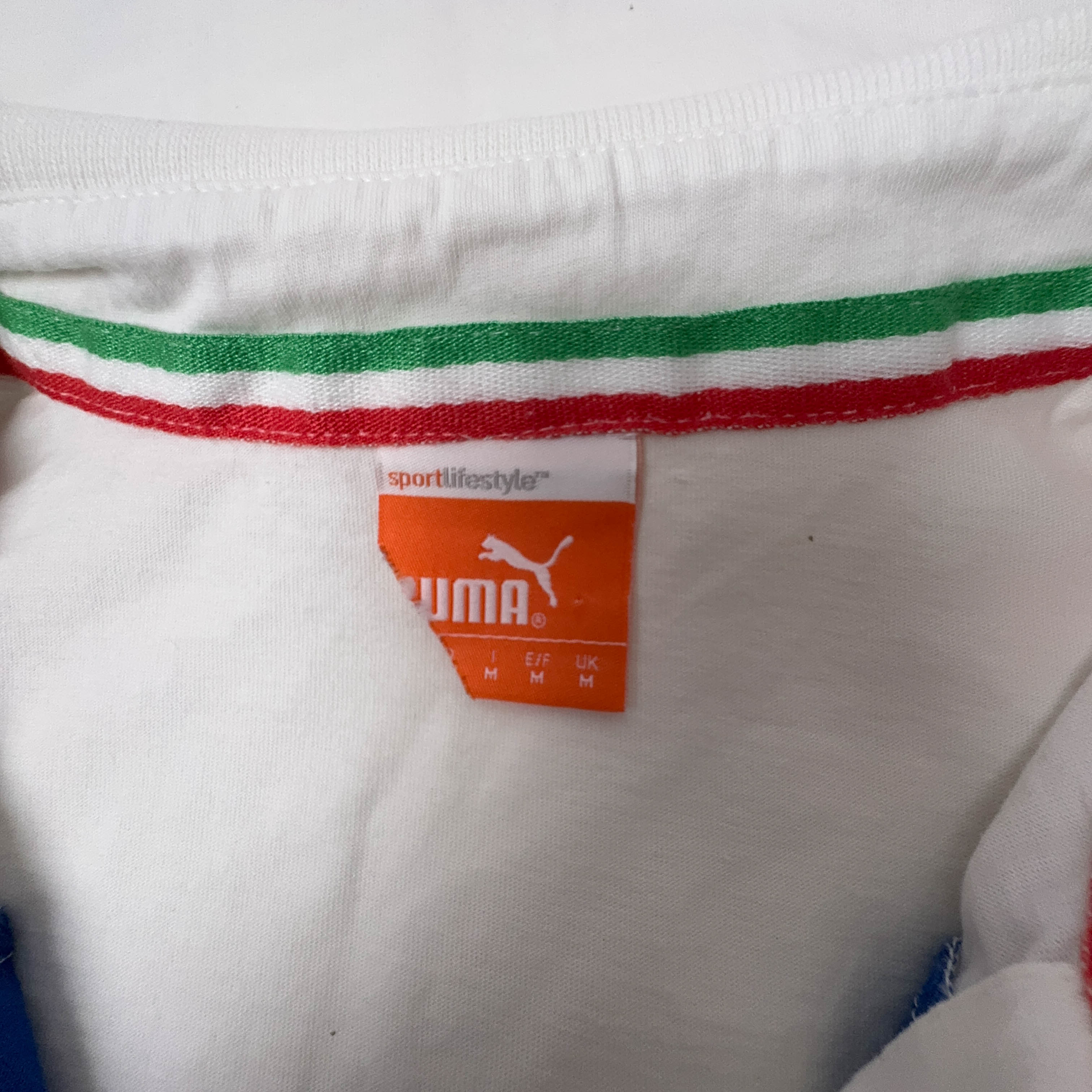 Polo Puma Italia FIGC bianca e blu con ricami - Taglia M uomo