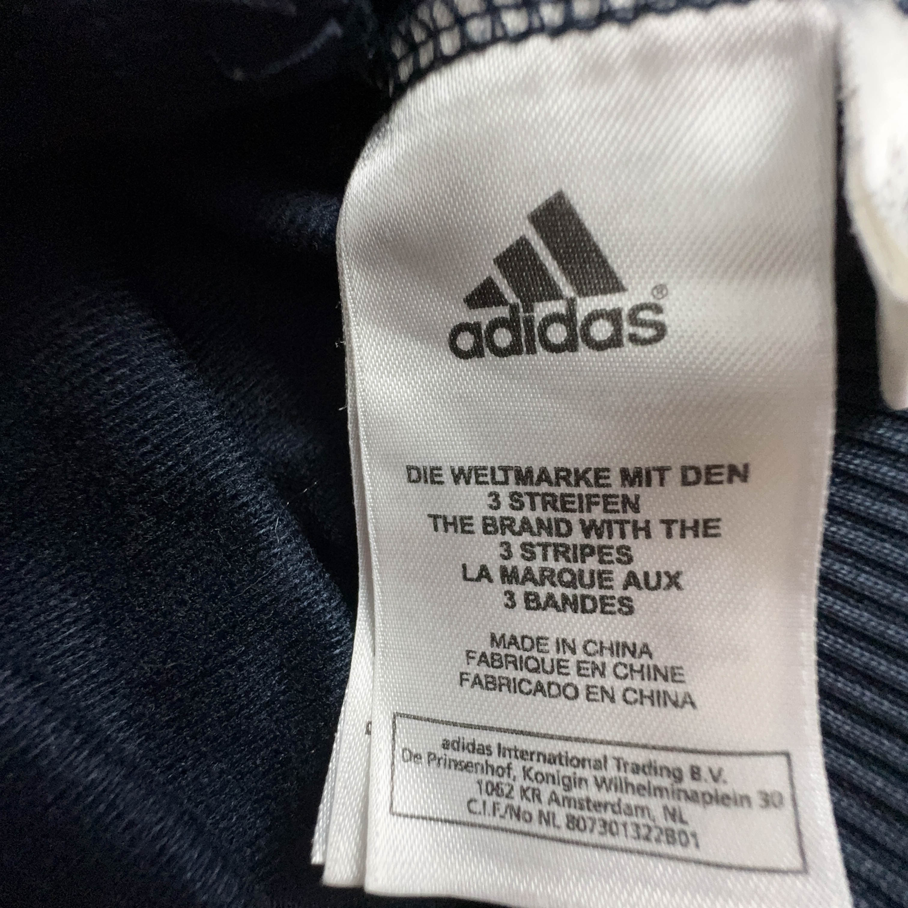 Felpa Adidas Vintage blu scuro e bianca con zip anni 2000 - Taglia D8 F192 uomo