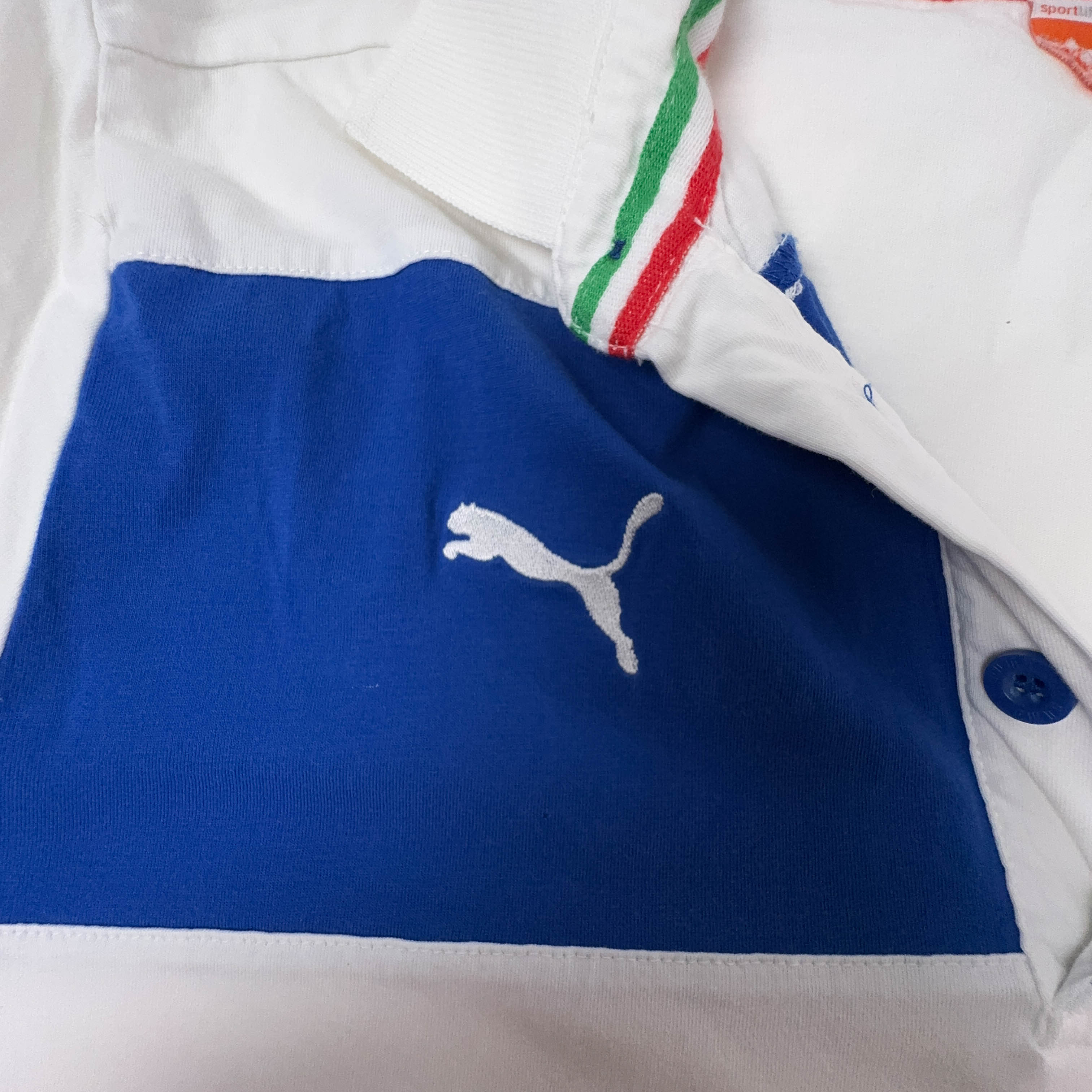 Polo Puma Italia FIGC bianca e blu con ricami - Taglia M uomo