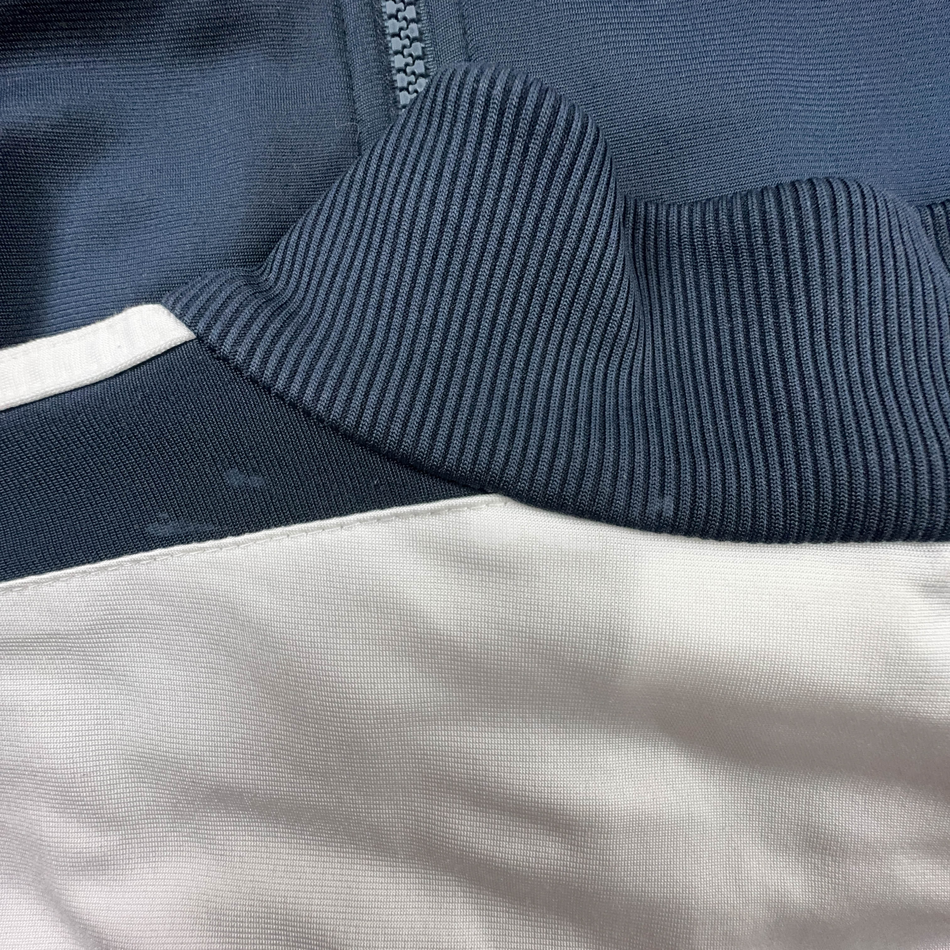 Felpa Adidas Vintage blu scuro e bianca con zip anni 2000 - Taglia D8 F192 uomo