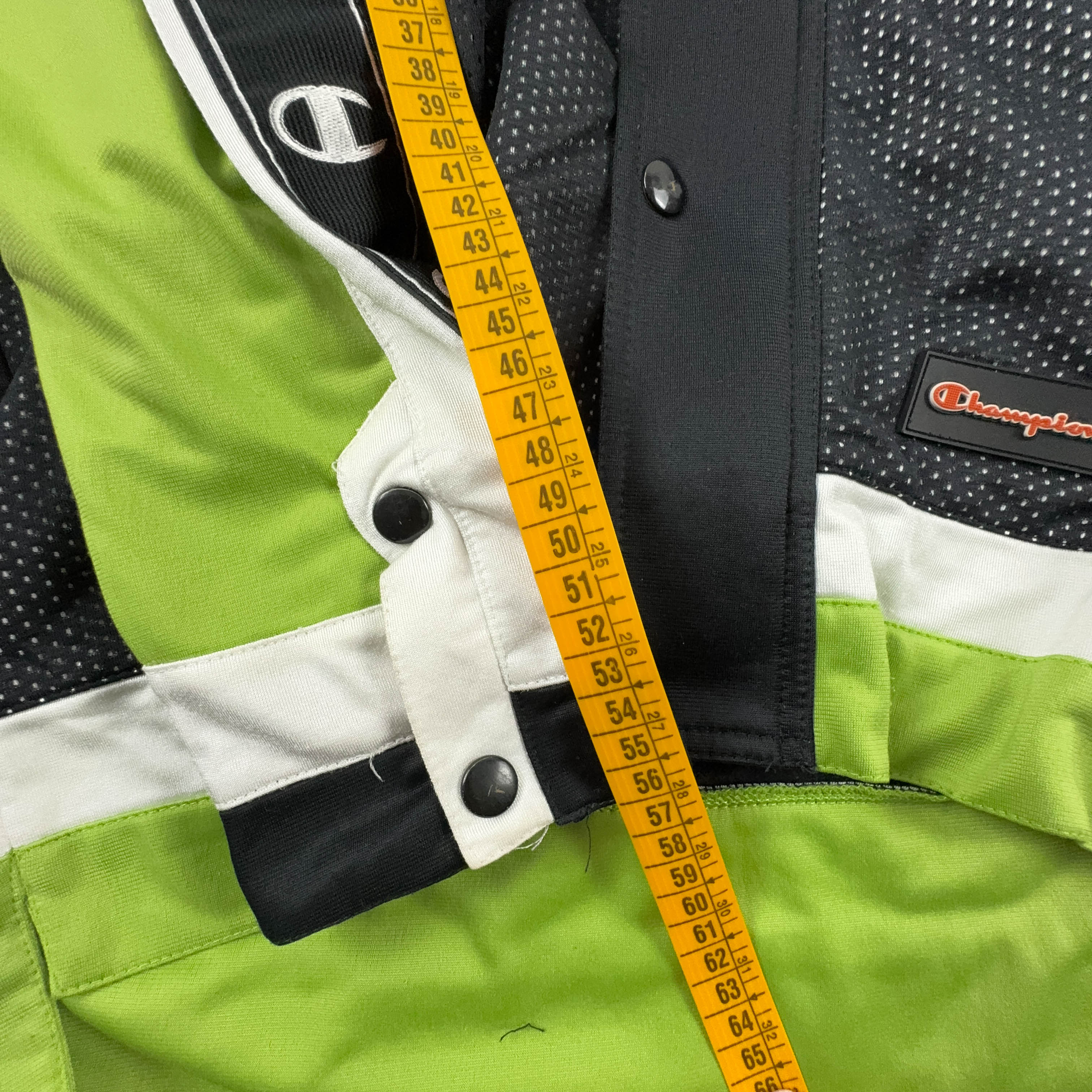 Felpa Champion Vintage nera e verde con zip e cappuccio anni 2000 - Taglia 164cm uomo