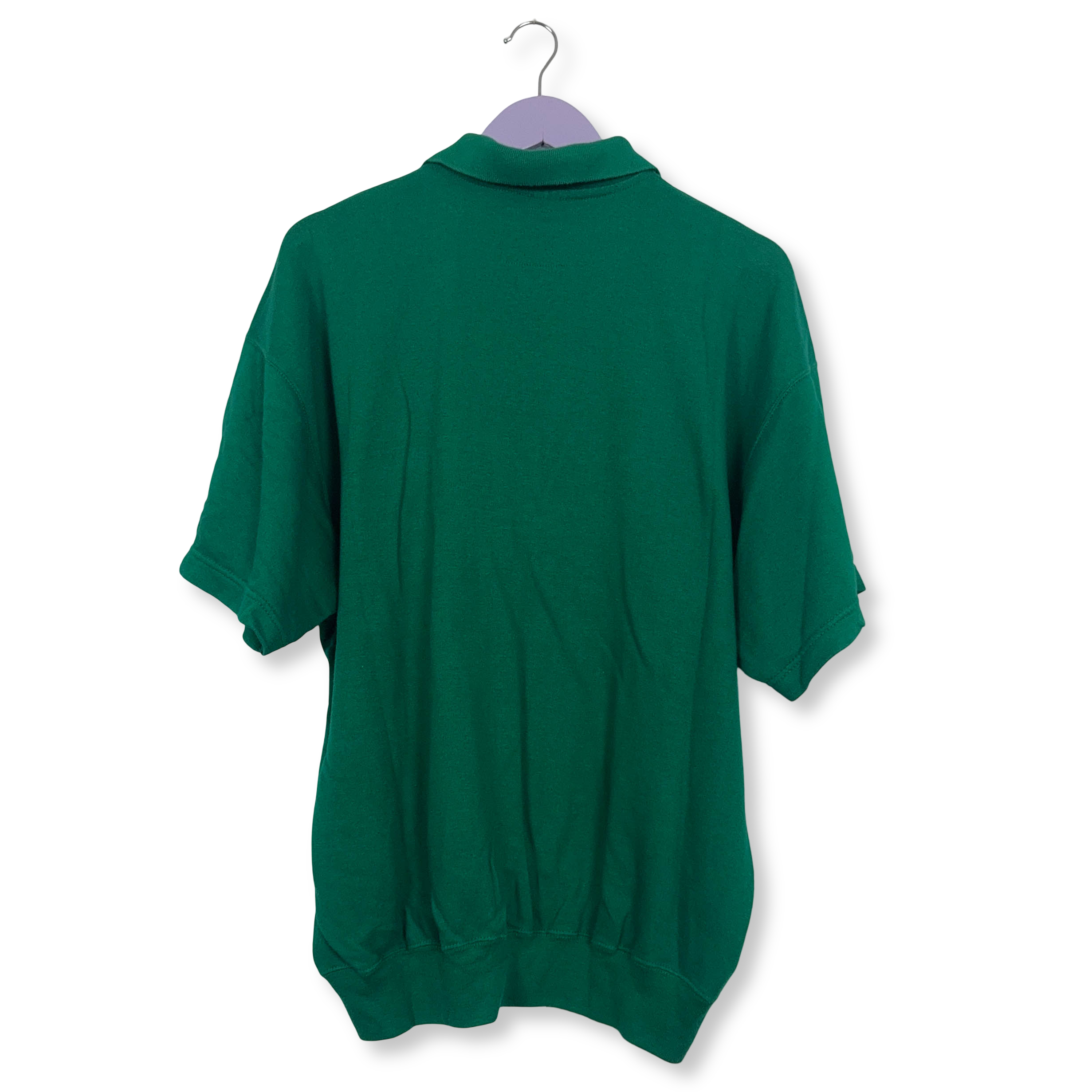 Felpa Champion Vintage a maniche corte verde con bottoni anni 80 - Taglia XL uomo