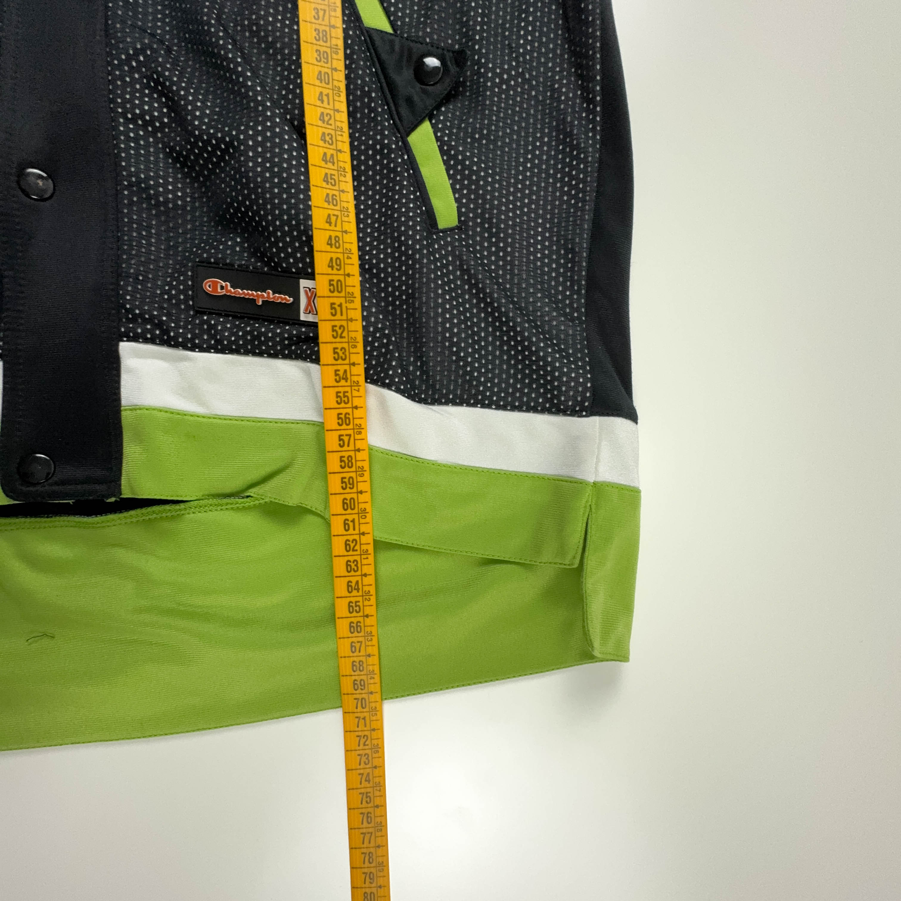 Felpa Champion Vintage nera e verde con zip e cappuccio anni 2000 - Taglia 164cm uomo