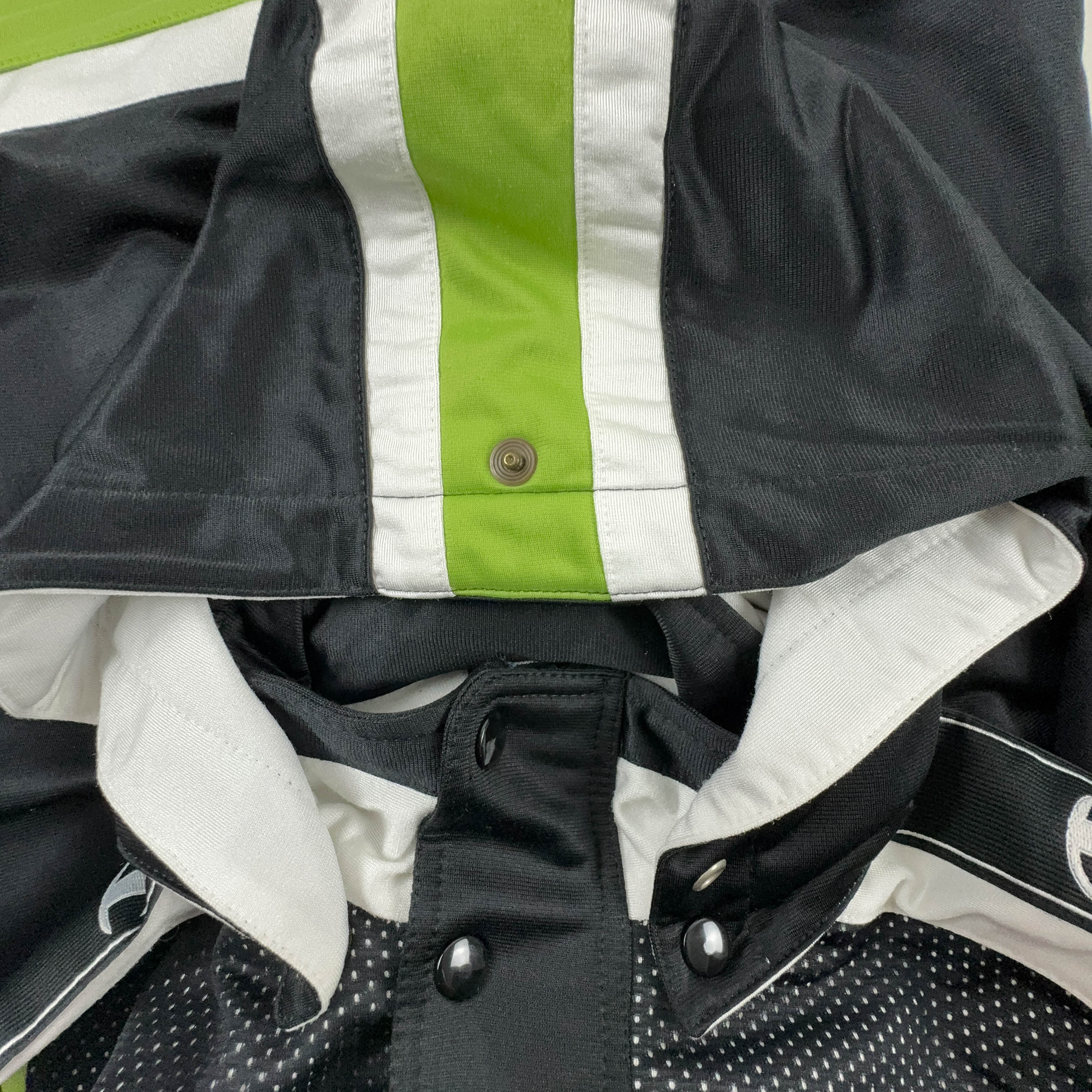 Felpa Champion Vintage nera e verde con zip e cappuccio anni 2000 - Taglia 164cm uomo