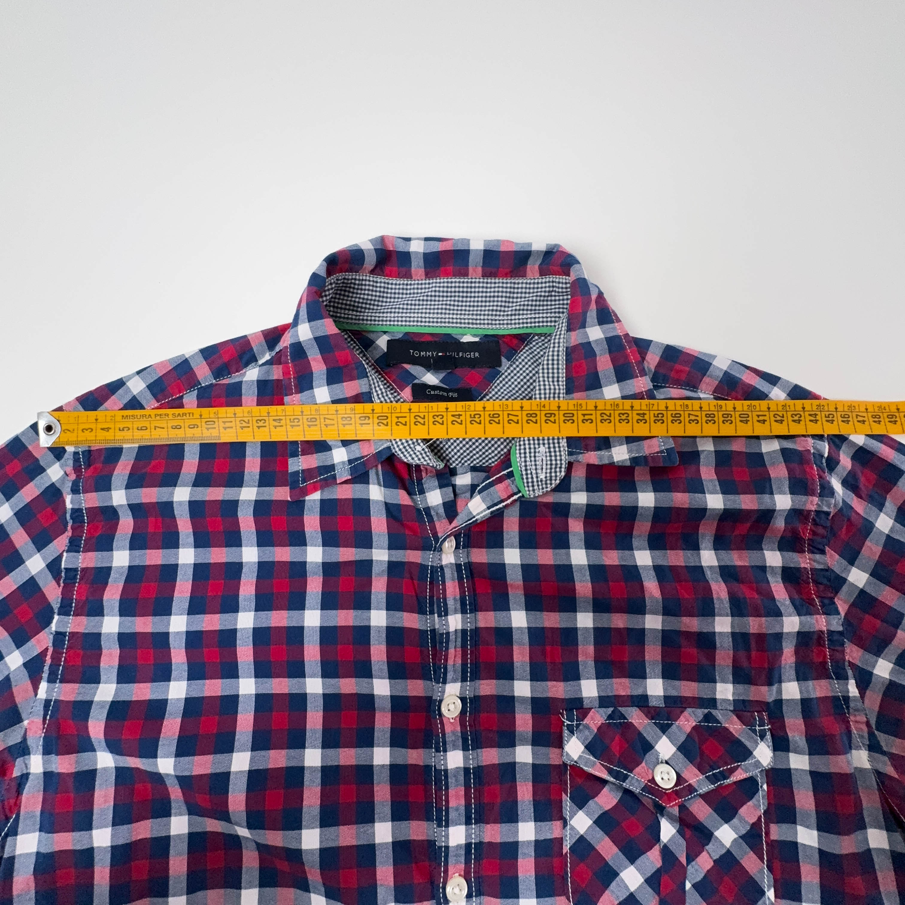 Camicia Tommy Hilfiger a quadri blu e rossa manica lunga classic fit - Taglia M uomo
