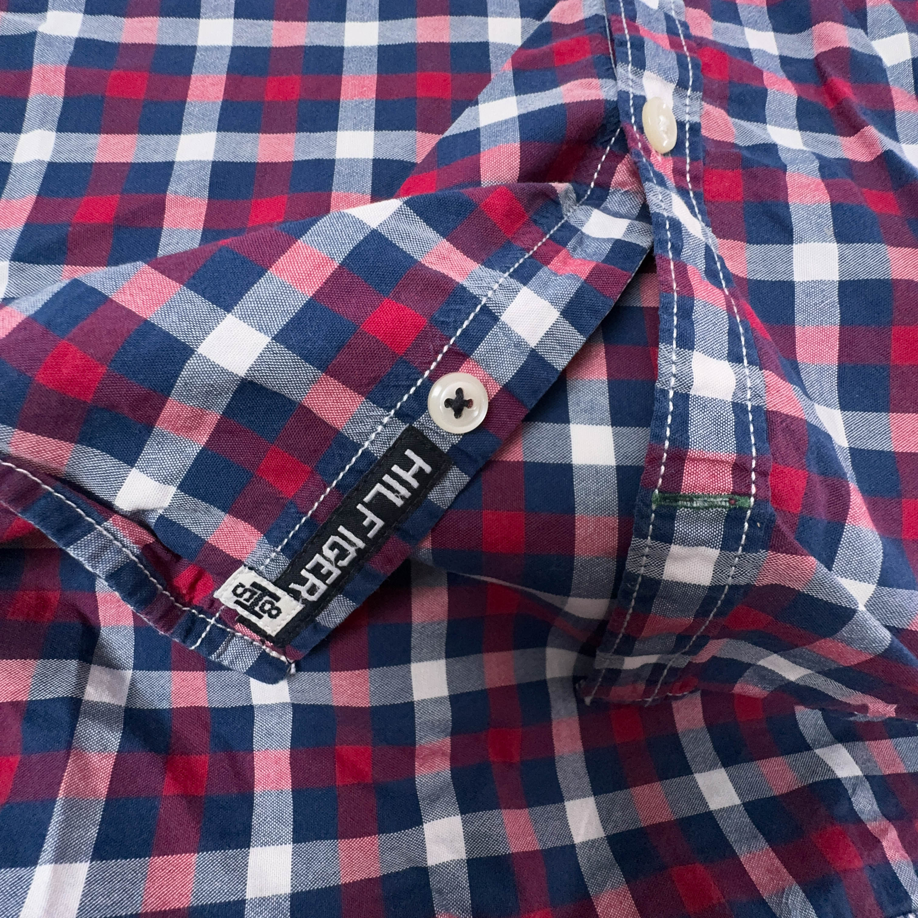 Camicia Tommy Hilfiger a quadri blu e rossa manica lunga classic fit - Taglia M uomo