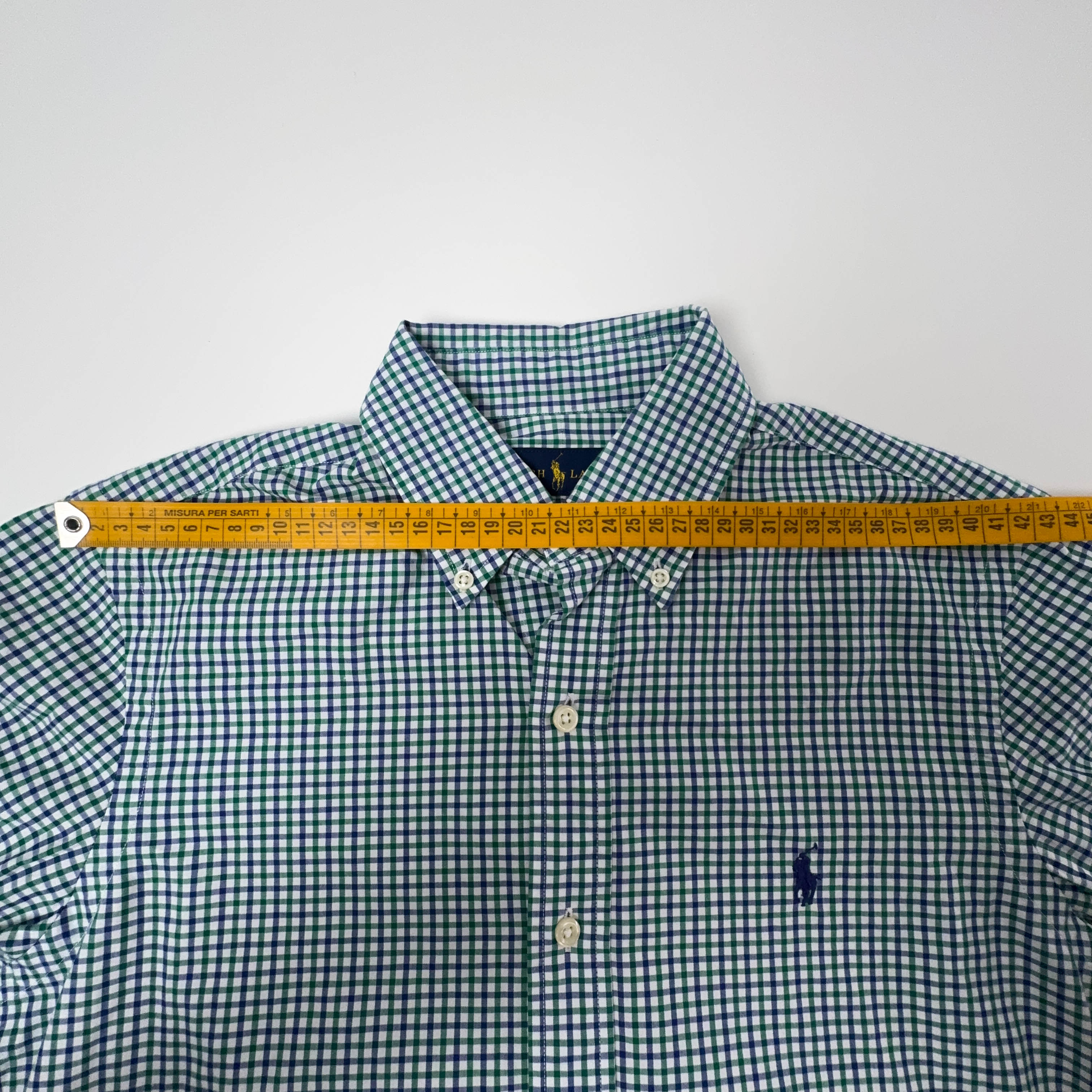 Camicia Ralph Lauren a quadri blu verde bianca a manica lunga - Taglia S uomo