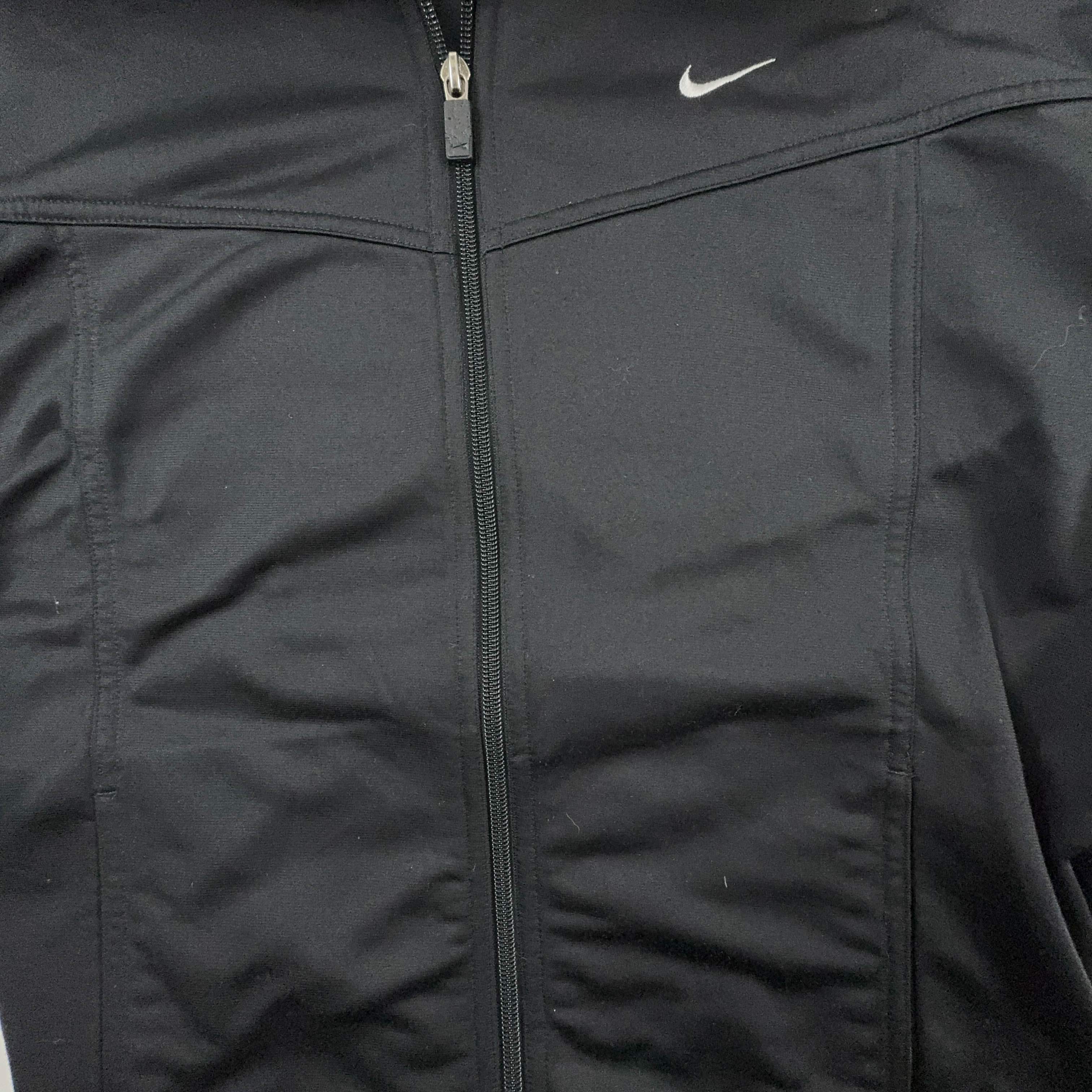 Felpa Nike Vintage nera e arancione con zip anni 90 - Taglia M uomo