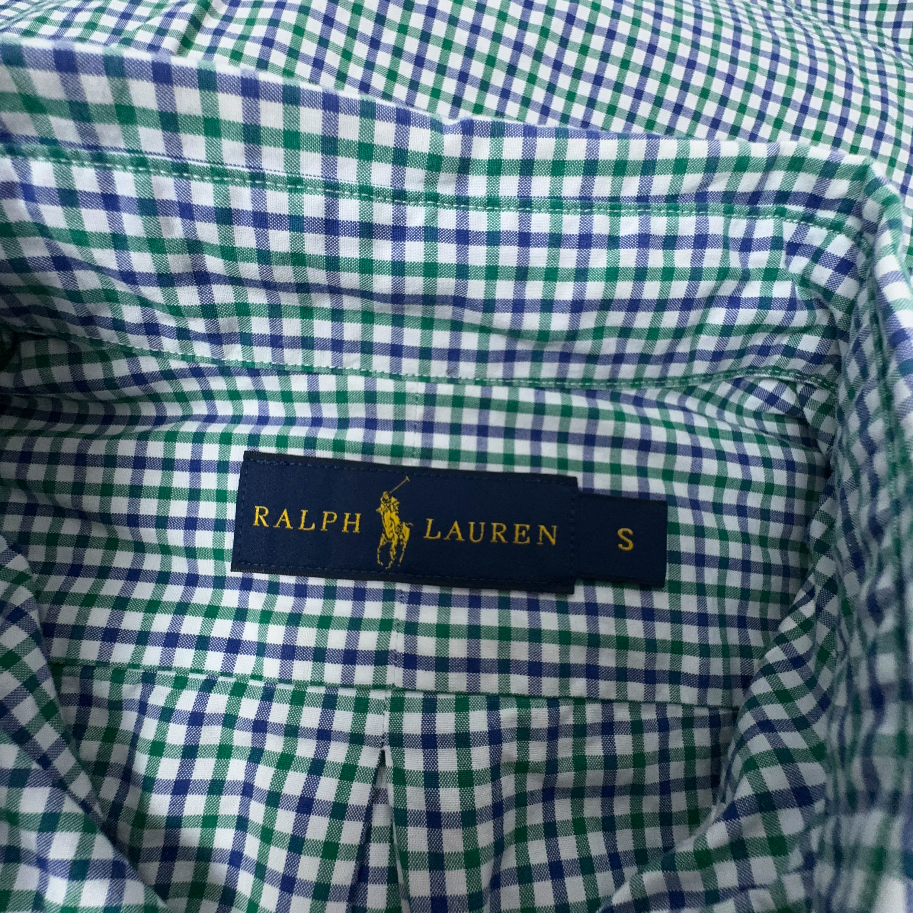 Camicia Ralph Lauren a quadri blu verde bianca a manica lunga - Taglia S uomo