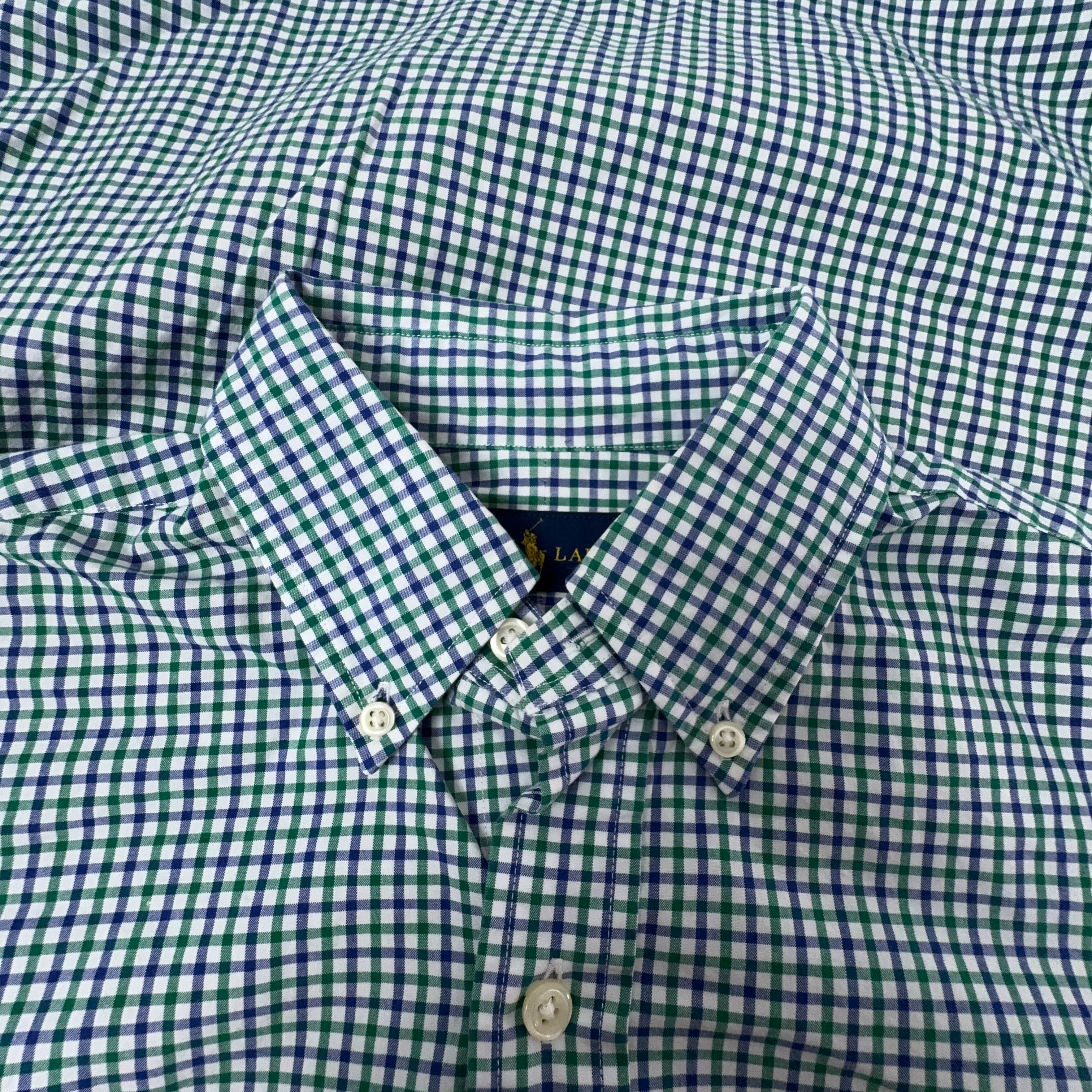 Camicia Ralph Lauren a quadri blu verde bianca a manica lunga - Taglia S uomo
