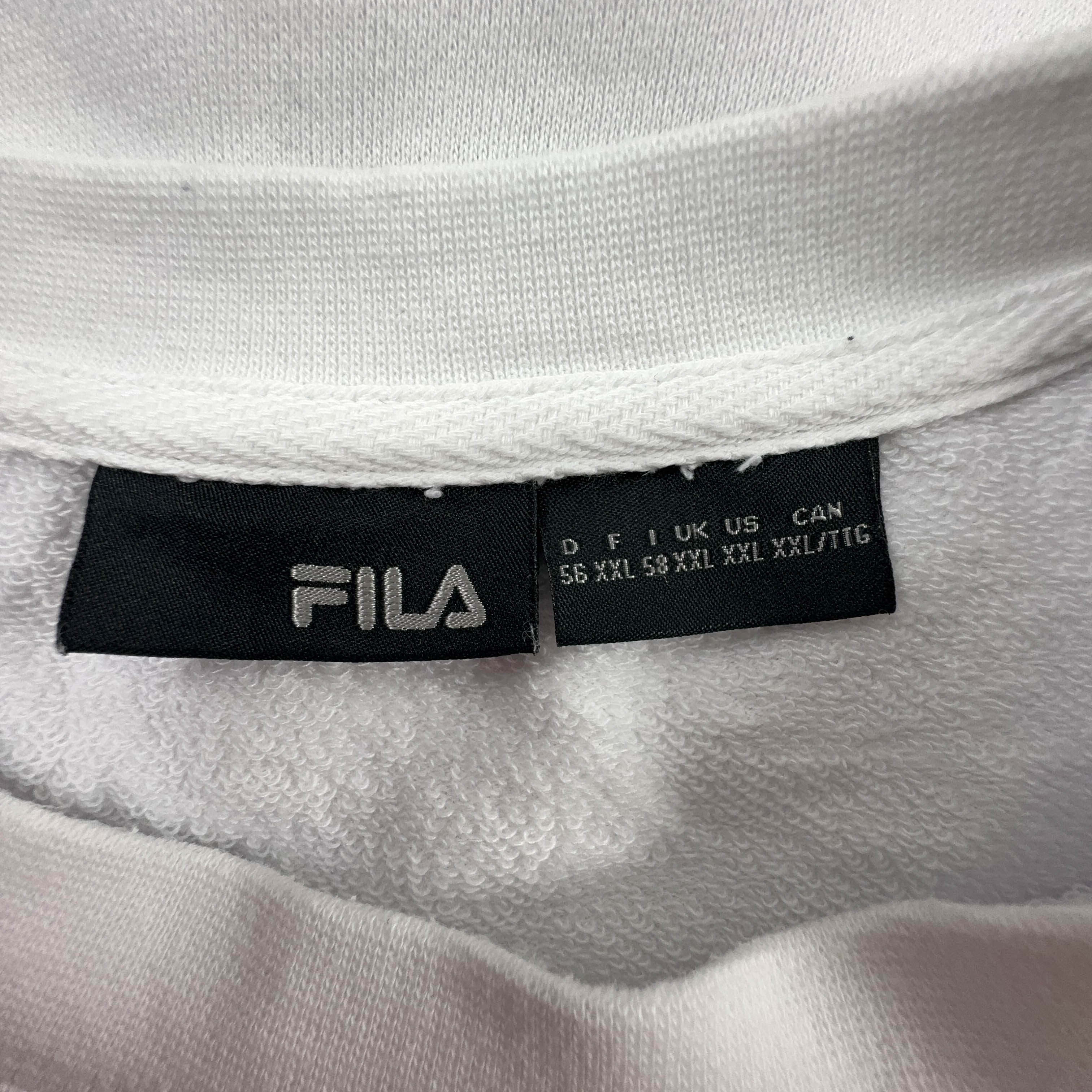 Felpa Fila Vintage bianca e blu a girocollo logo ricamato anni 2000 - Taglia 56 58 uomo