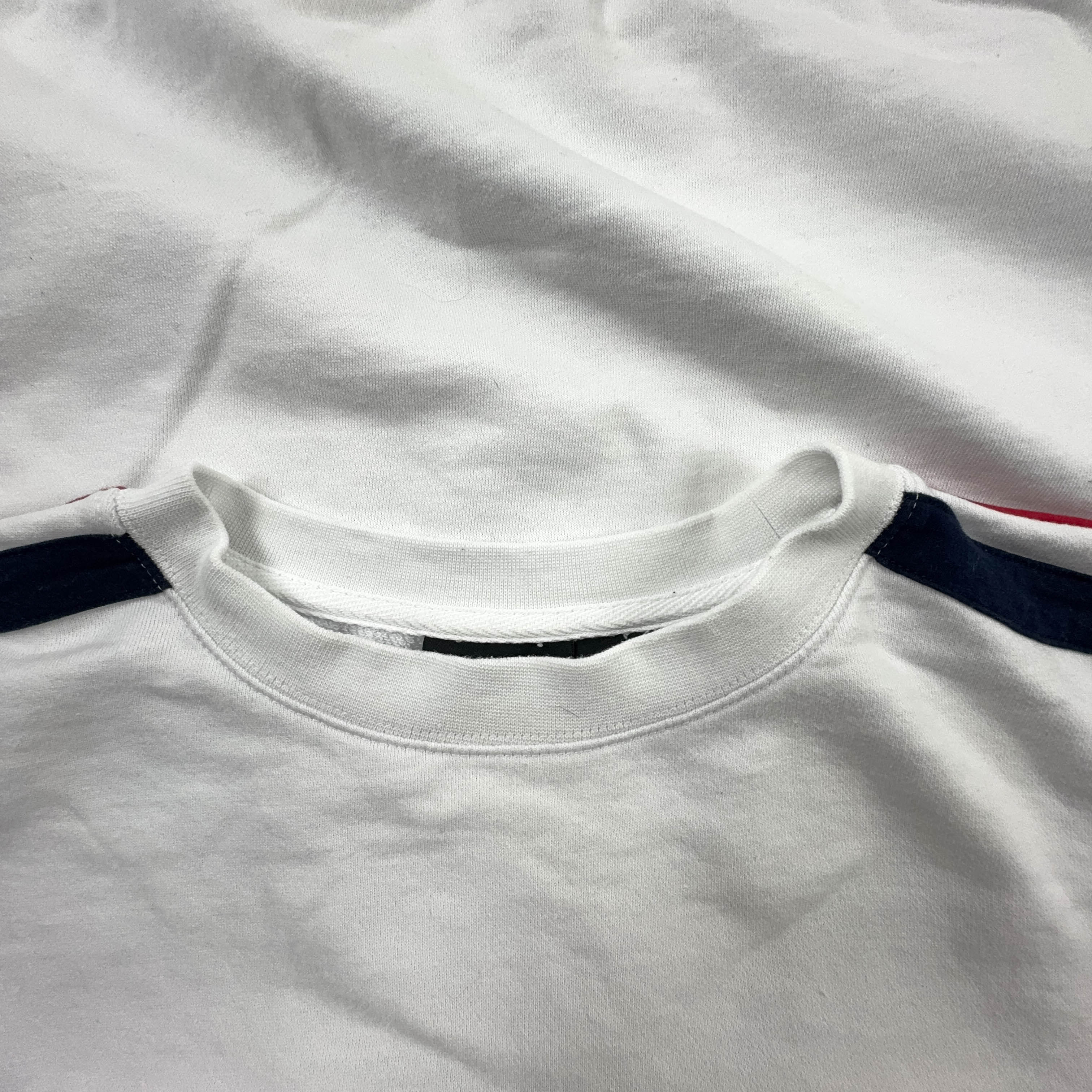 Felpa Fila Vintage bianca e blu a girocollo logo ricamato anni 2000 - Taglia 56 58 uomo