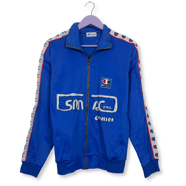 Felpa Champion Vintage blu con ricami e zip anni 80  - Taglia M uomo