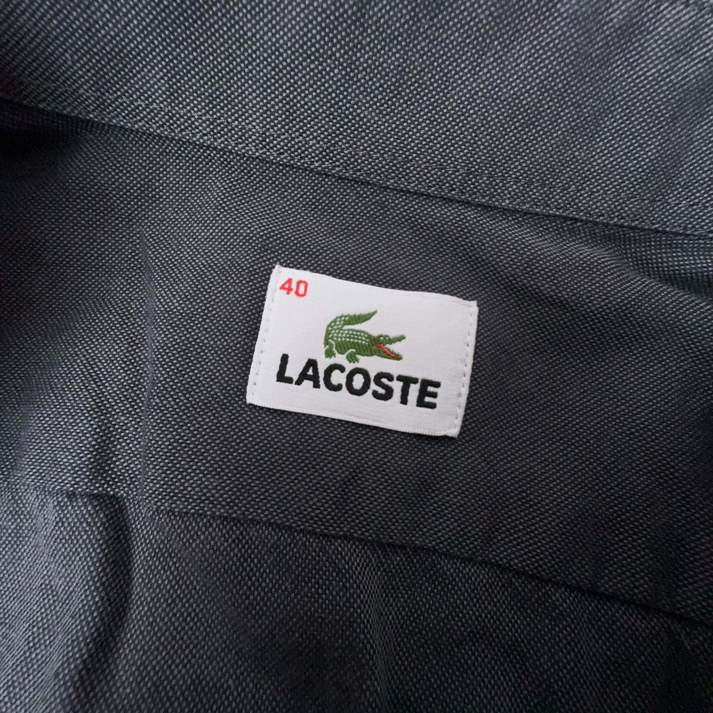 Camicia Lacoste grigia scura tinta unita a manica lunga - Taglia 40 uomo