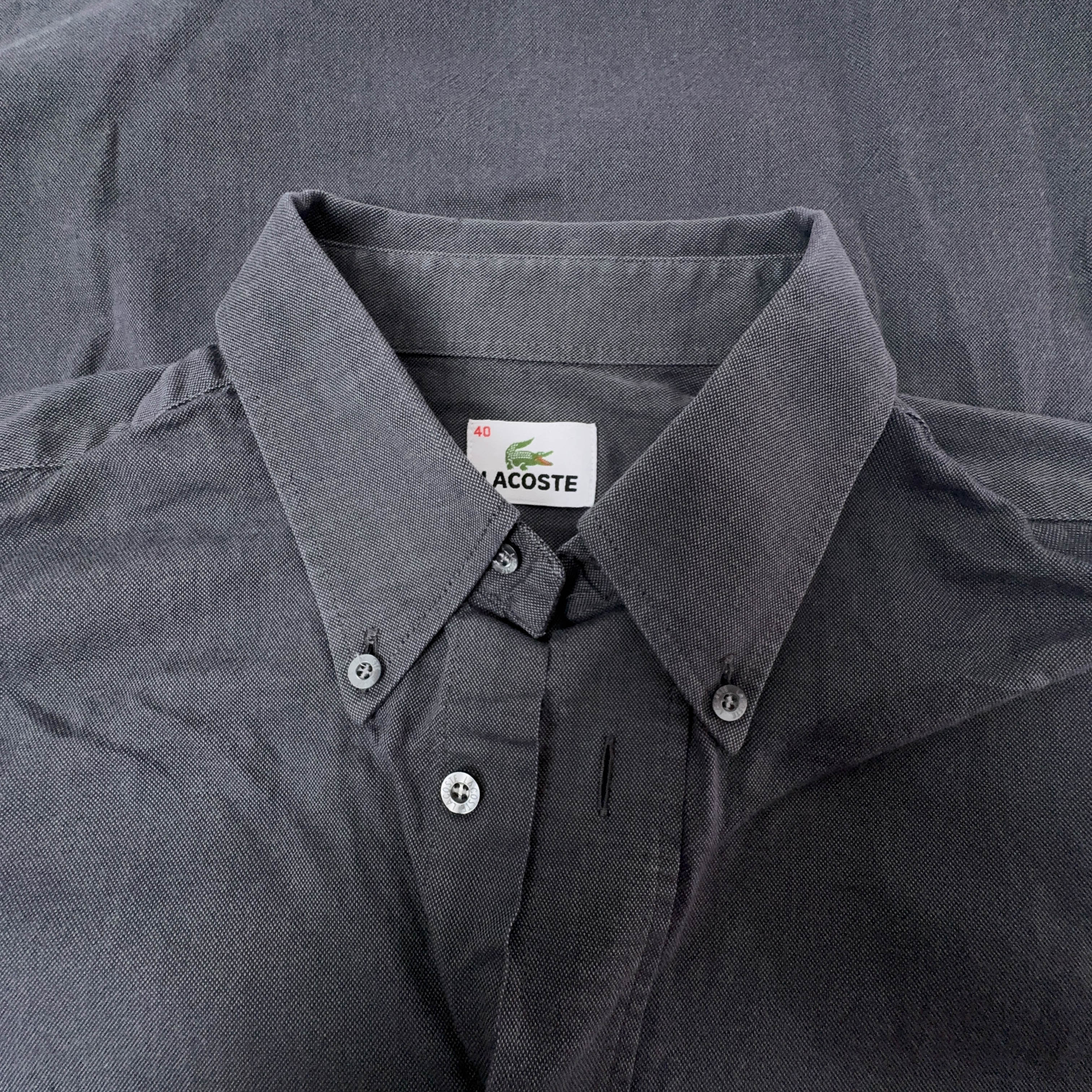 Camicia Lacoste grigia scura tinta unita a manica lunga - Taglia 40 uomo