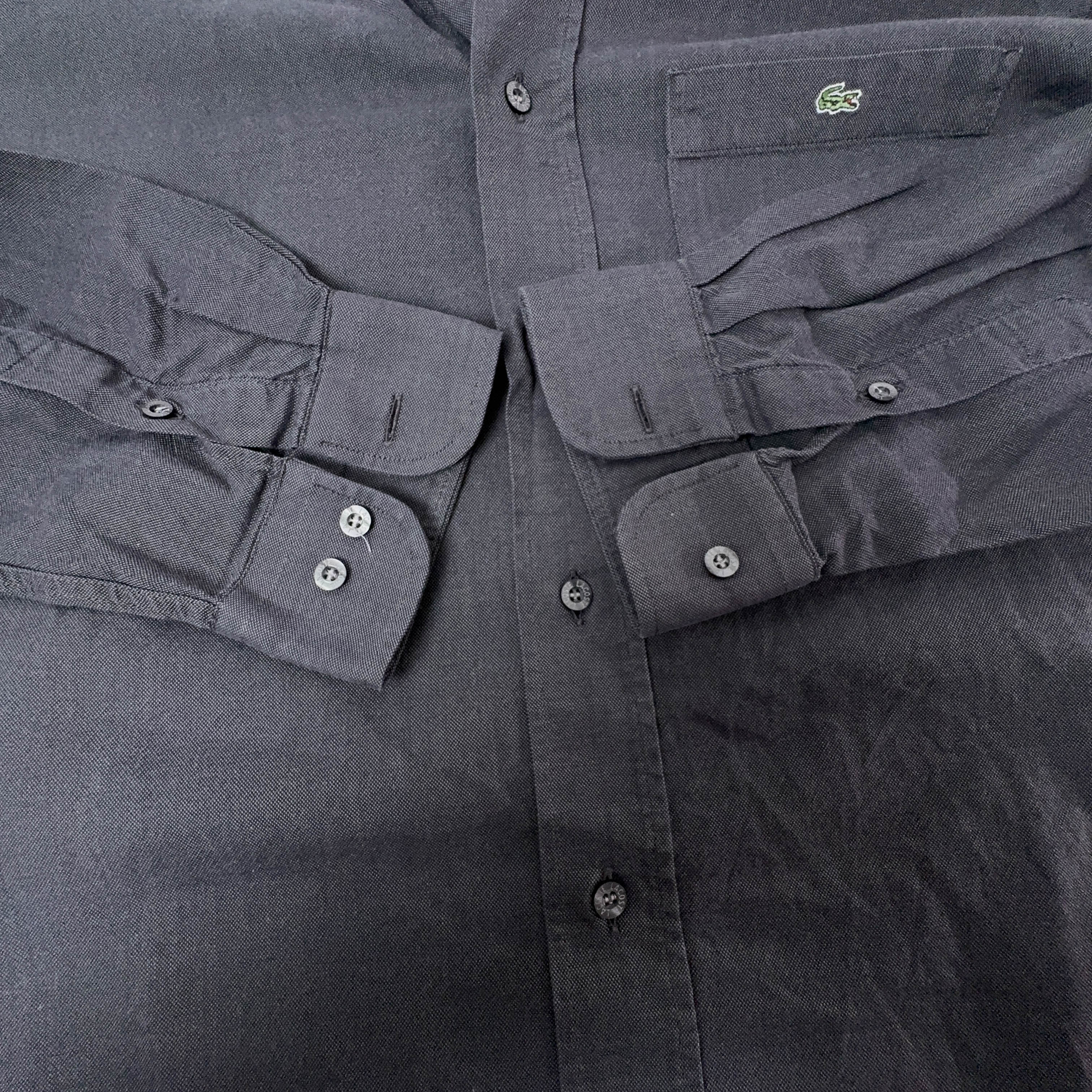 Camicia Lacoste grigia scura tinta unita a manica lunga - Taglia 40 uomo