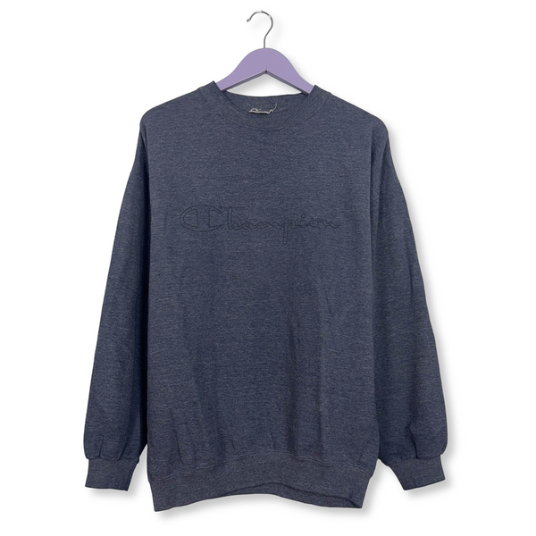 Felpa Champion Vintage blu a girocollo 65% cotone anni 90 - Taglia L/XL uomo