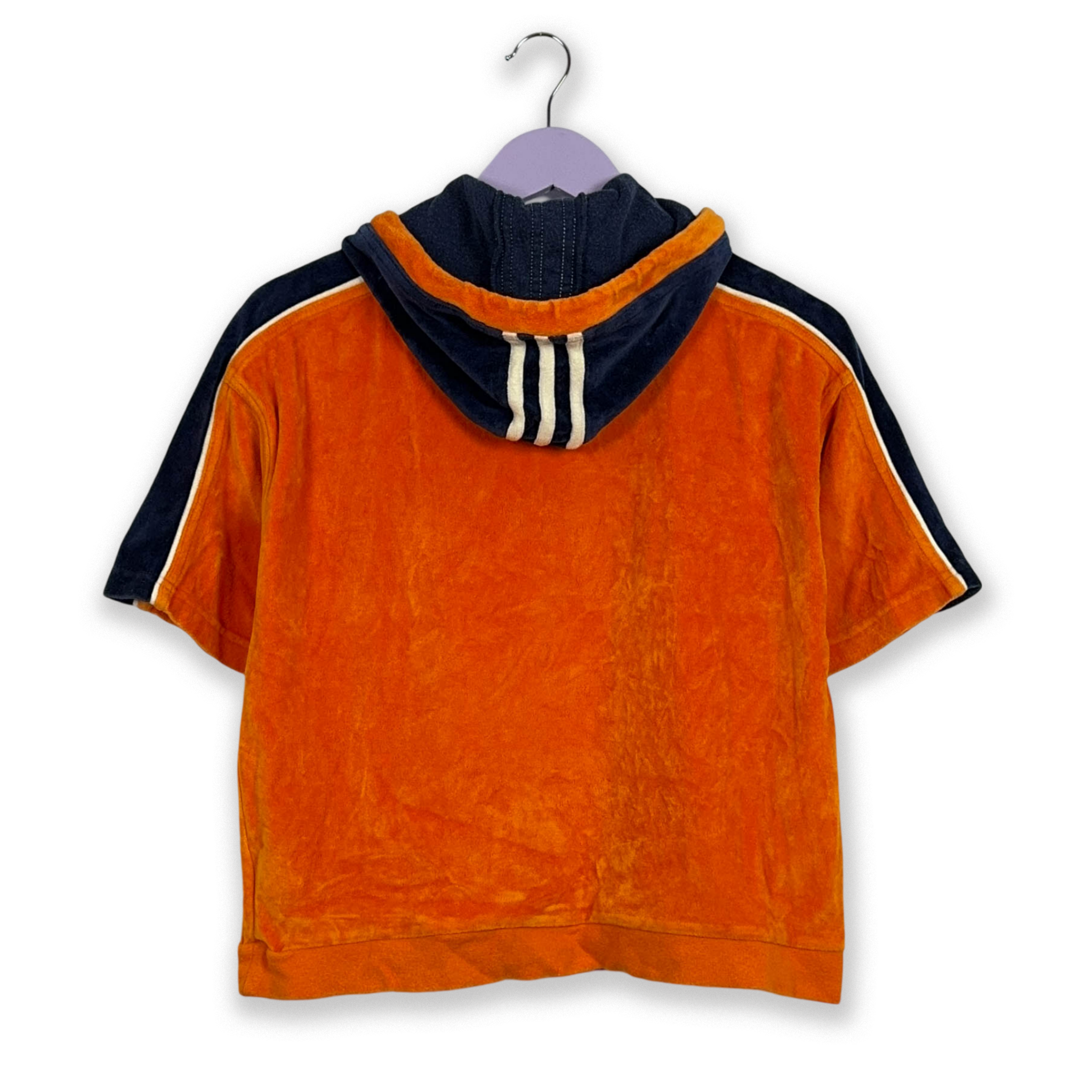 Felpa Adidas Vintage in ciniglia arancione con cappuccio anni 90 - Taglia S/M donna