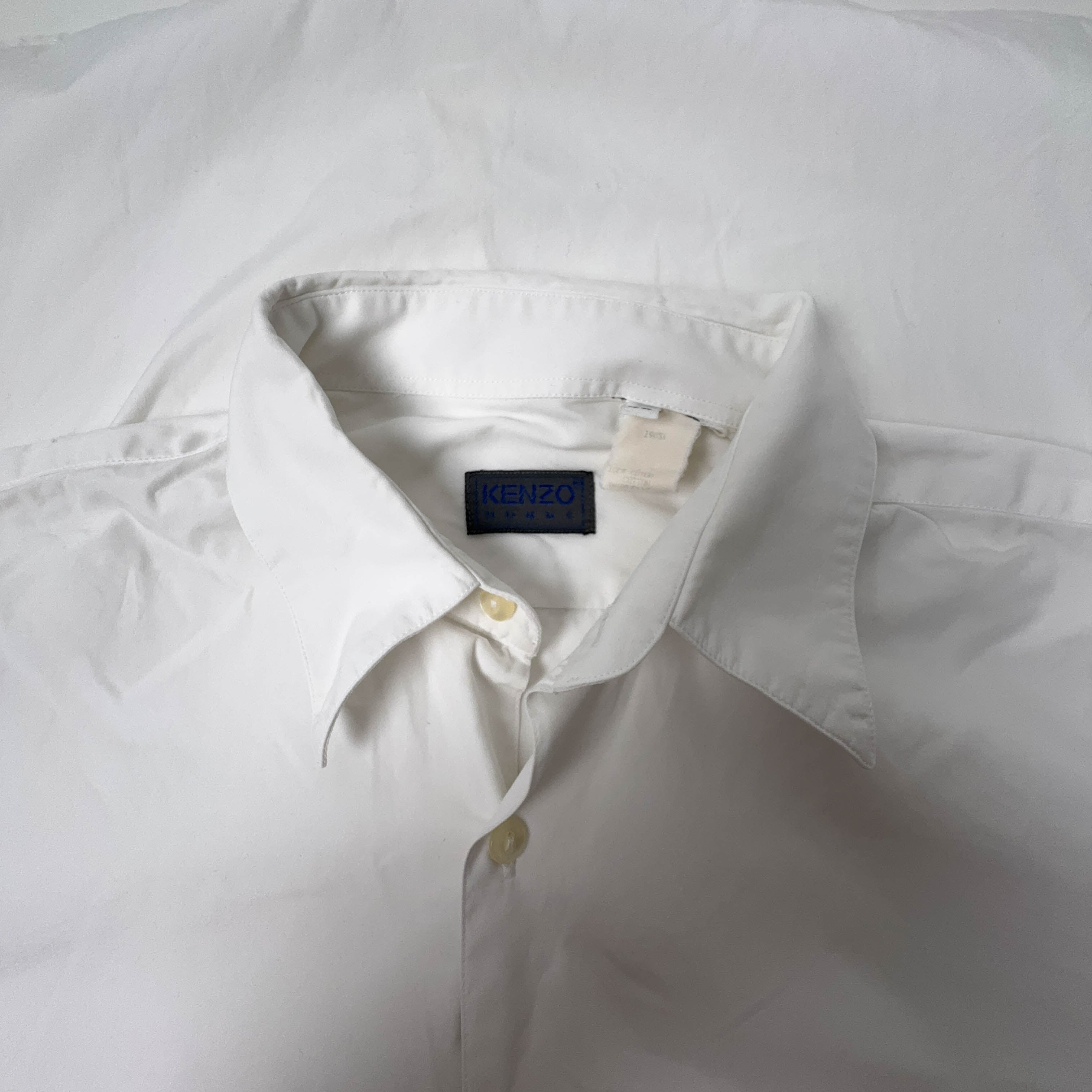 Camicia Kenzo Vintage bianca tinta unita a manica lunga - Taglia 42 uomo