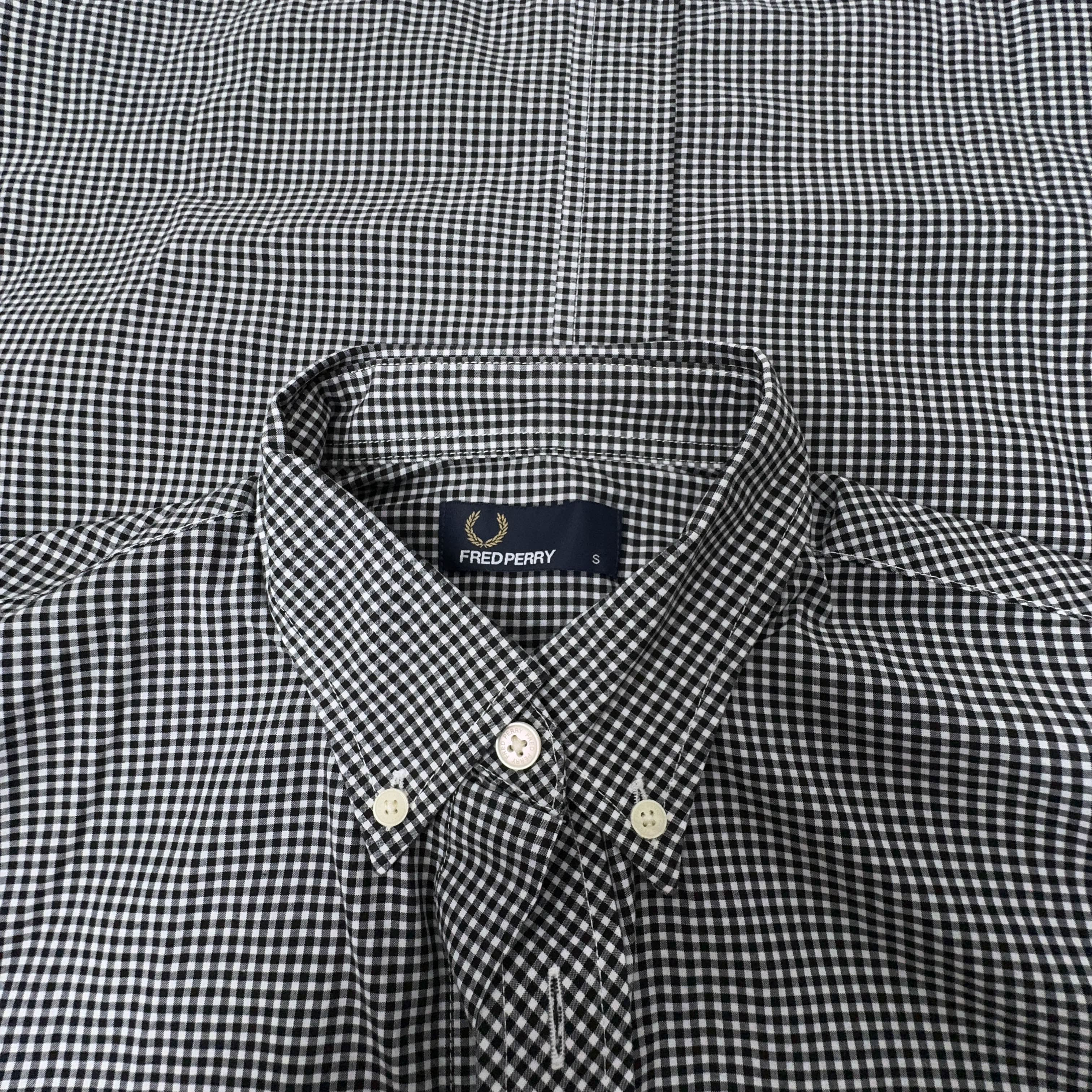 Camicia Fred Perry a quadri grigia scura e bianca a manica lunga - Taglia S uomo
