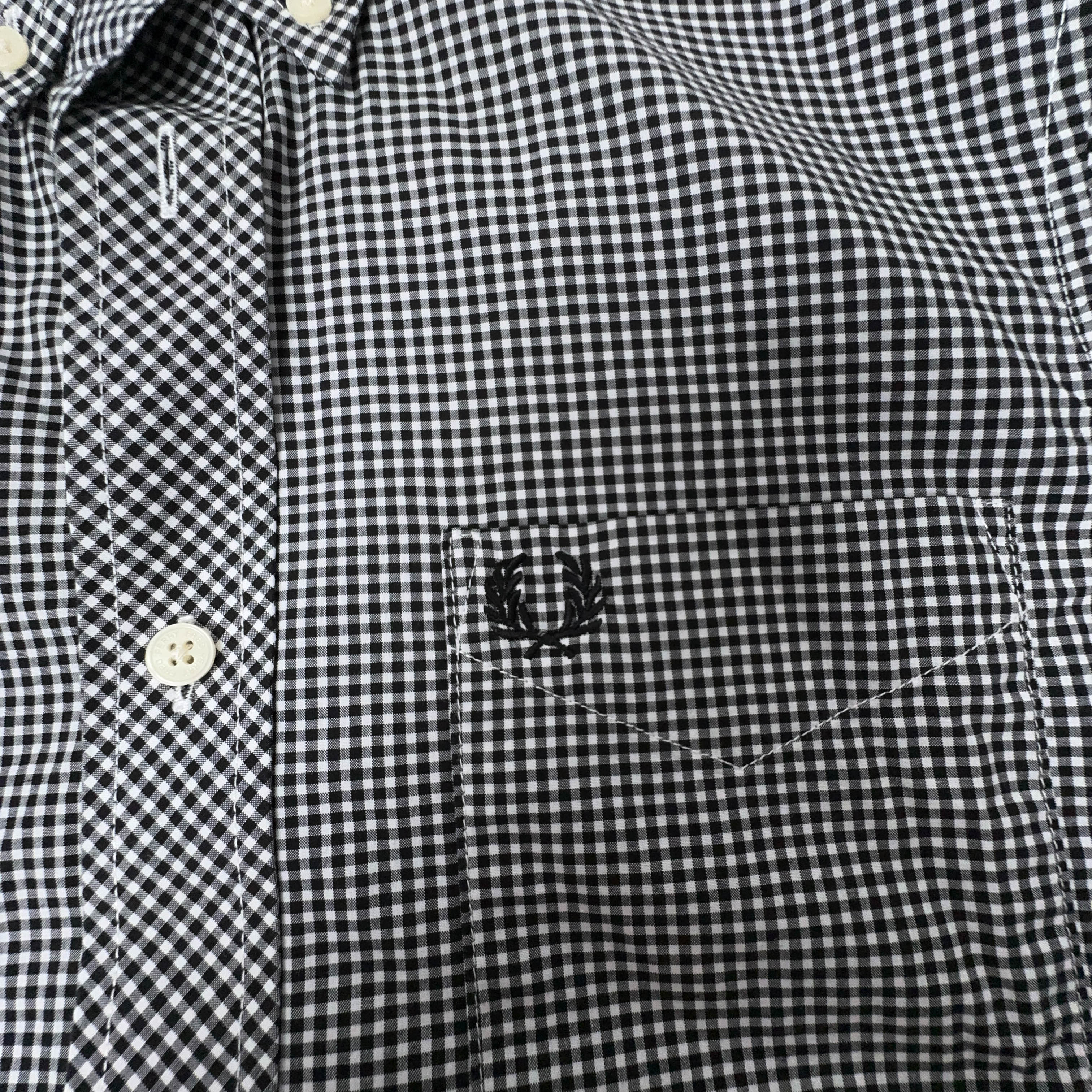 Camicia Fred Perry a quadri grigia scura e bianca a manica lunga - Taglia S uomo