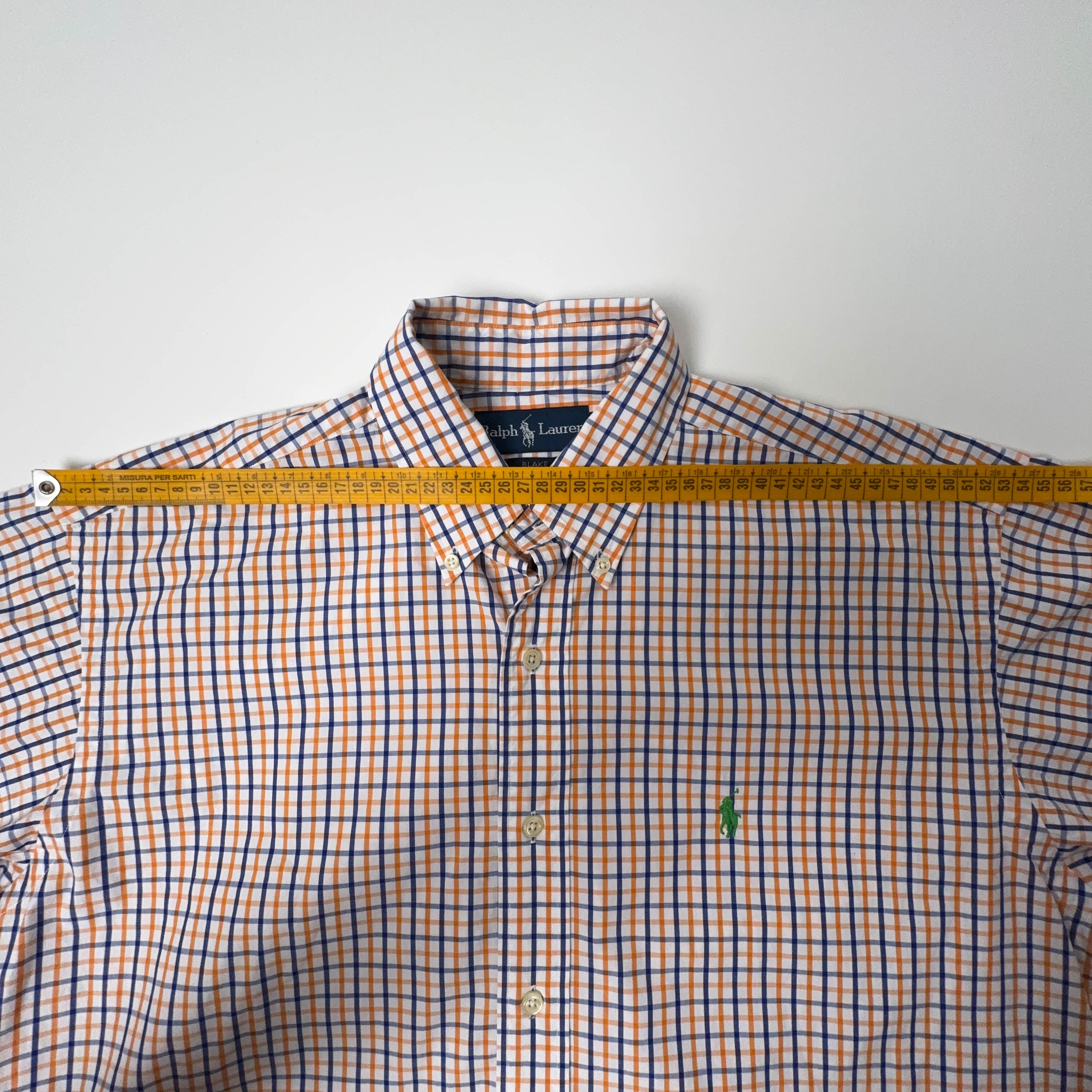 Camicia Ralph Lauren a quadri arancione e blu a manica lunga - Taglia M/L uomo