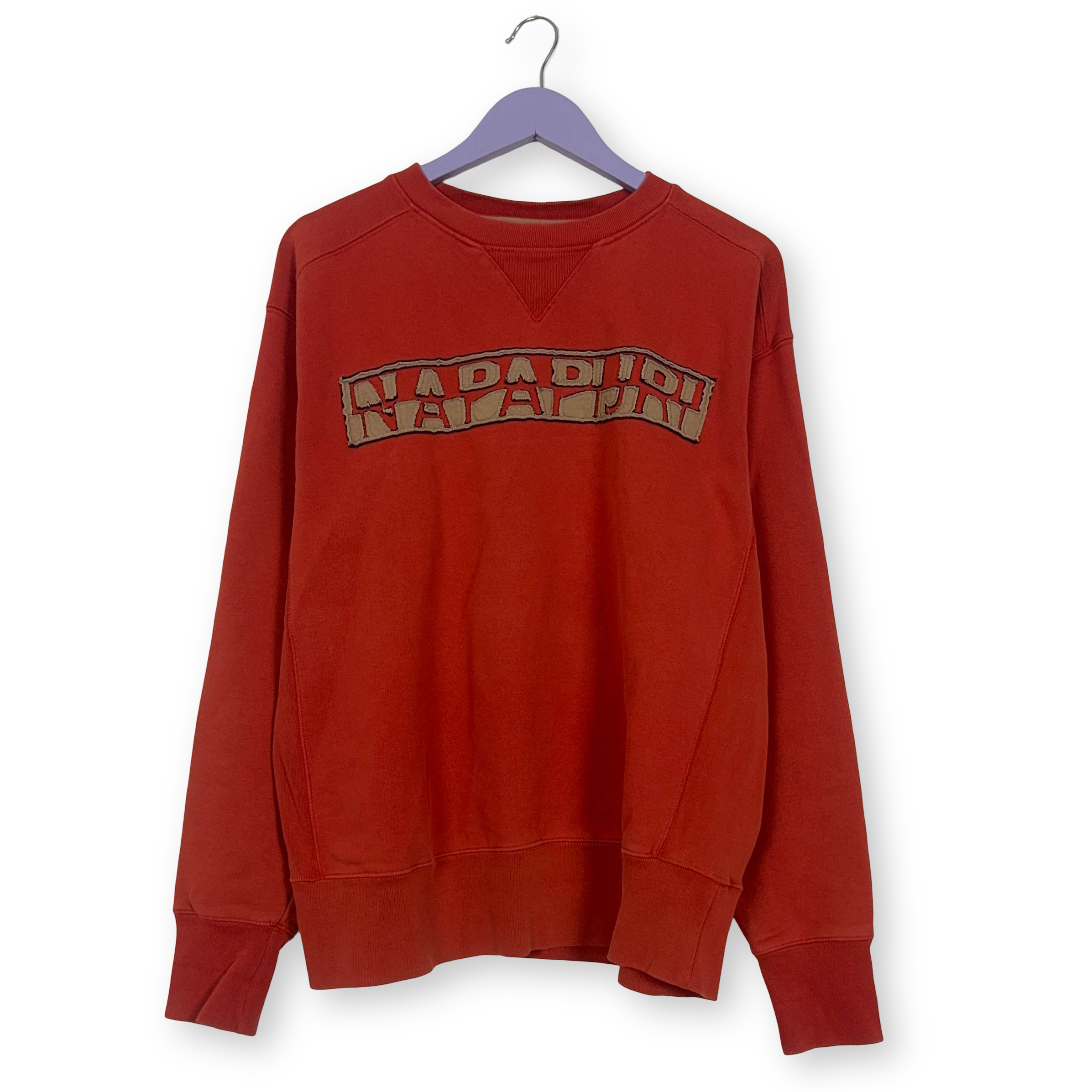 Felpa Napapijri Vintage arancione a girocollo logo ricamato anni 90 00 - Taglia XL uomo
