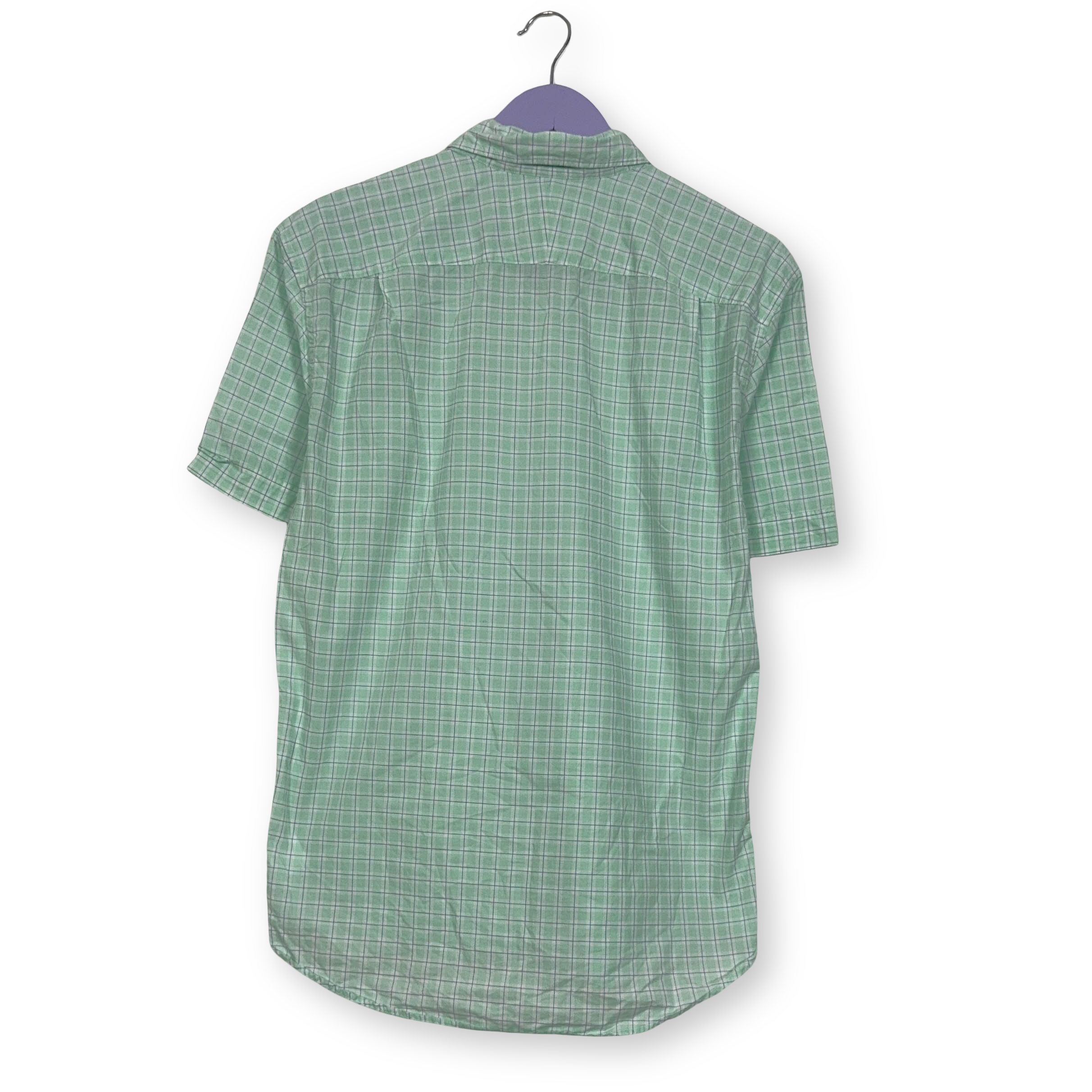 Camicia Lacoste verde e bianca a quadri manica corta slim fit - Taglia 40 uomo