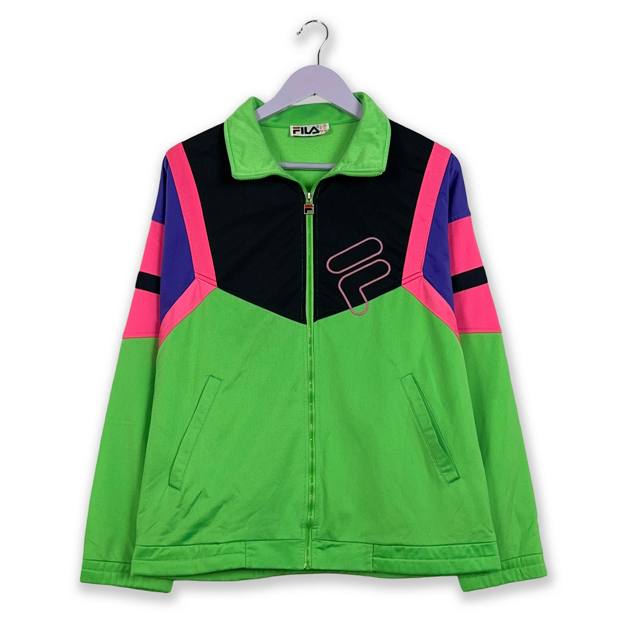 Felpa Fila Vintage verde con zip anni 90 - Taglia M/L uomo