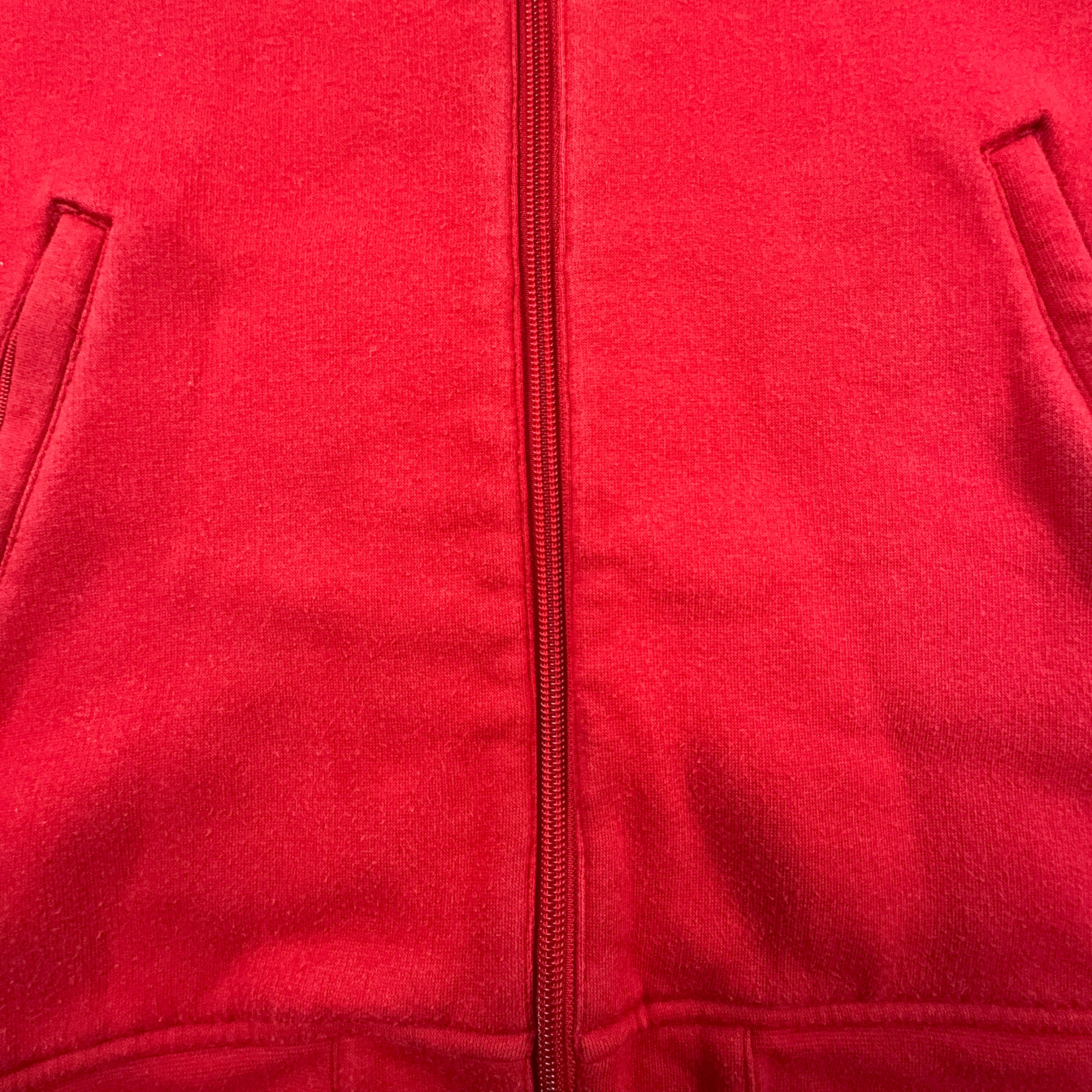 Felpa Adidas Vintage rossa e grigia con zip anni 2000 - Taglia S/M uomo