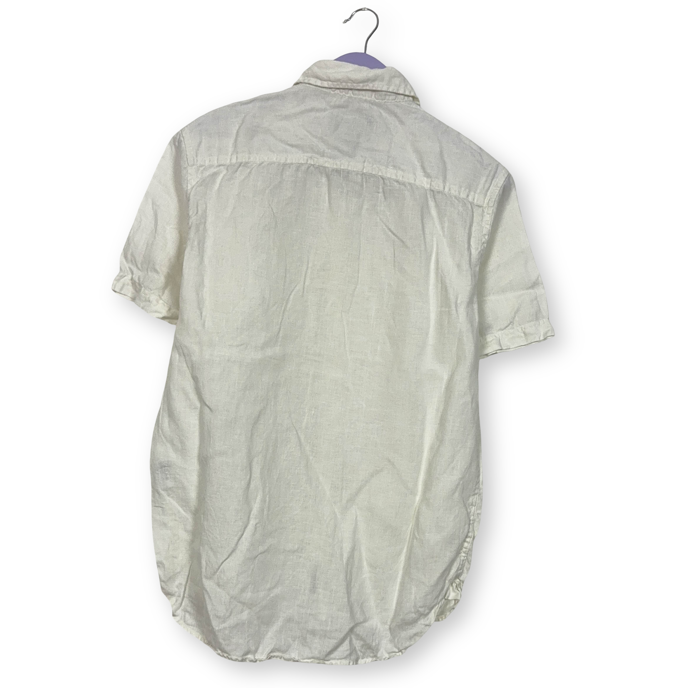 Camicia Timberland bianca tinta unita 100% Lino manica corta - Taglia S uomo