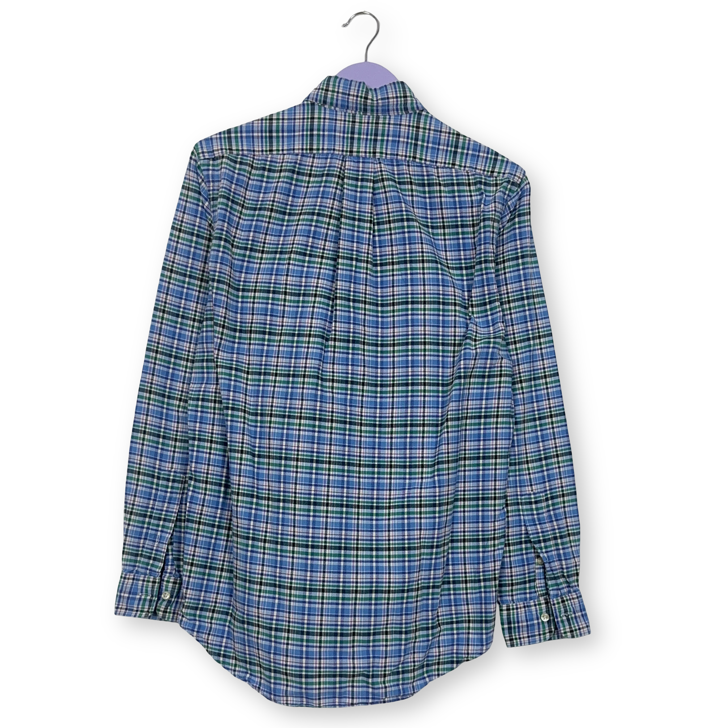 Camicia Ralph Lauren blu verde e bianca a quadri manica lunga - Taglia S uomo