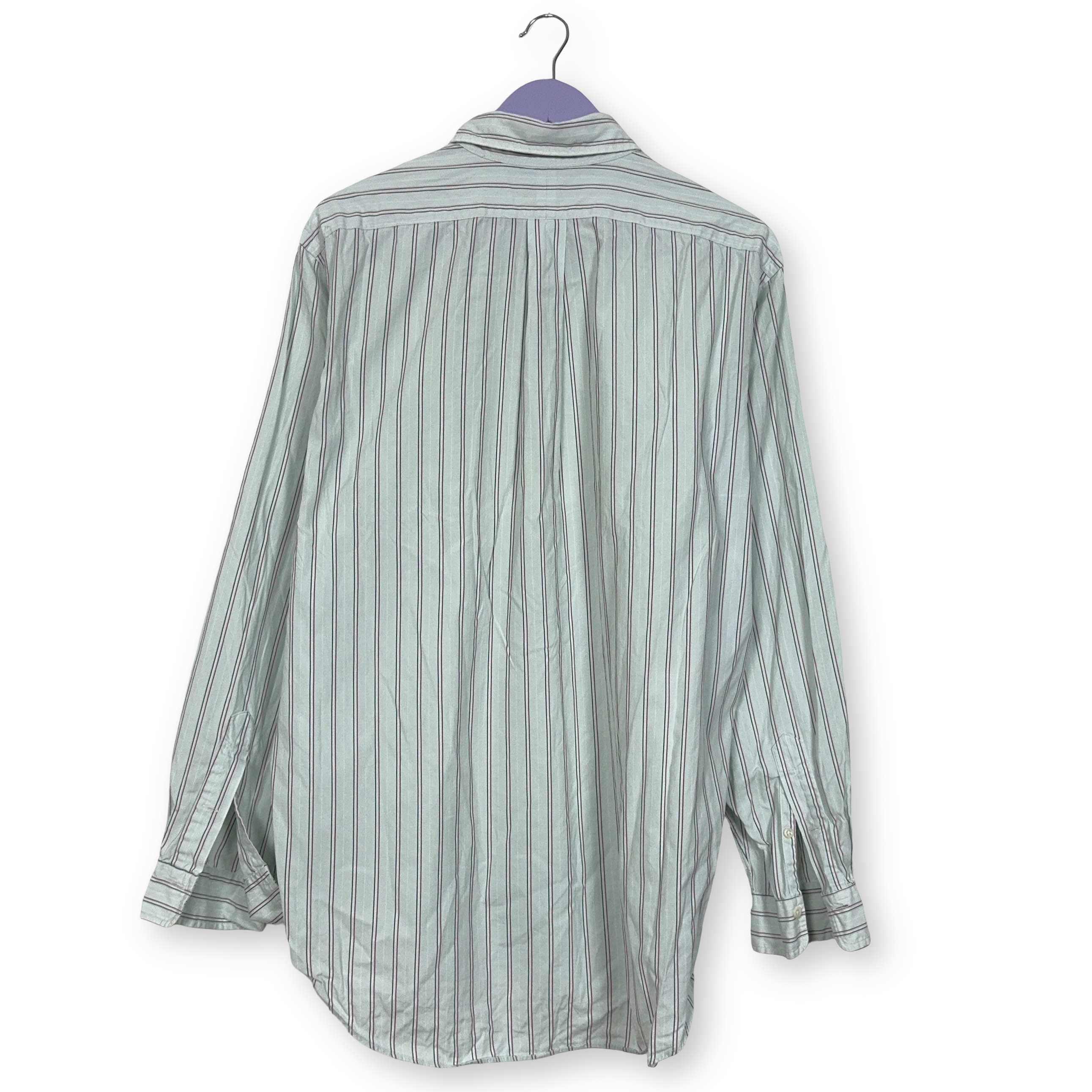 Camicia Ralph Lauren Vintage verde a righe rosse manica lunga - Taglia 17 uomo
