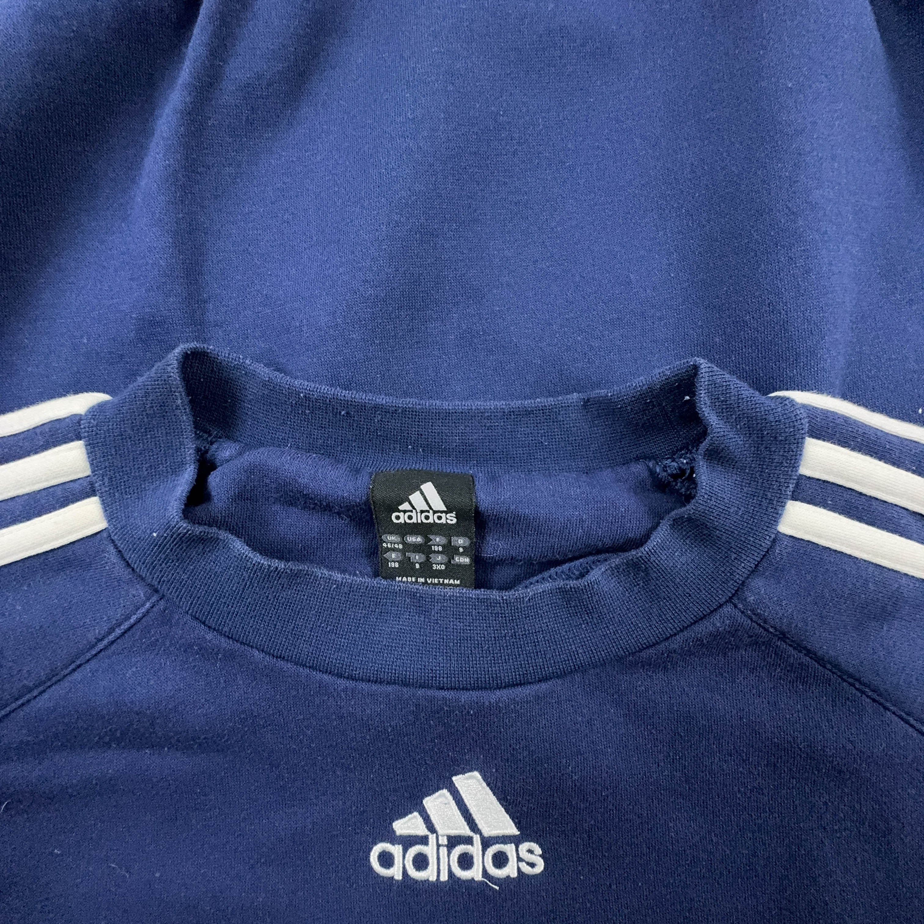 Felpa Adidas Vintage blu a girocollo anni 2000 - Taglia D9 F198 uomo