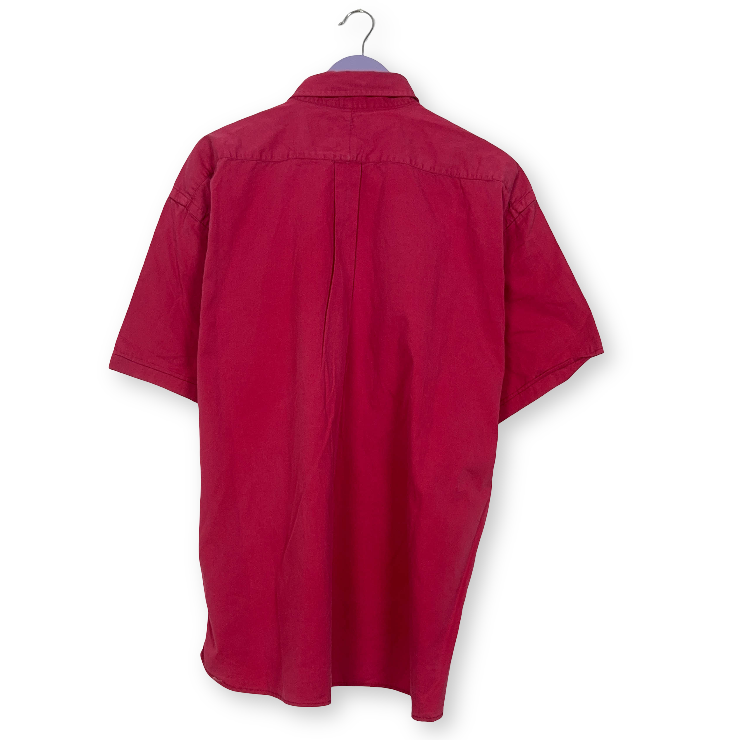 Camicia Ralph Lauren Vintage fucsia tinta unita in cotone manica corta - Taglia XXL uomo