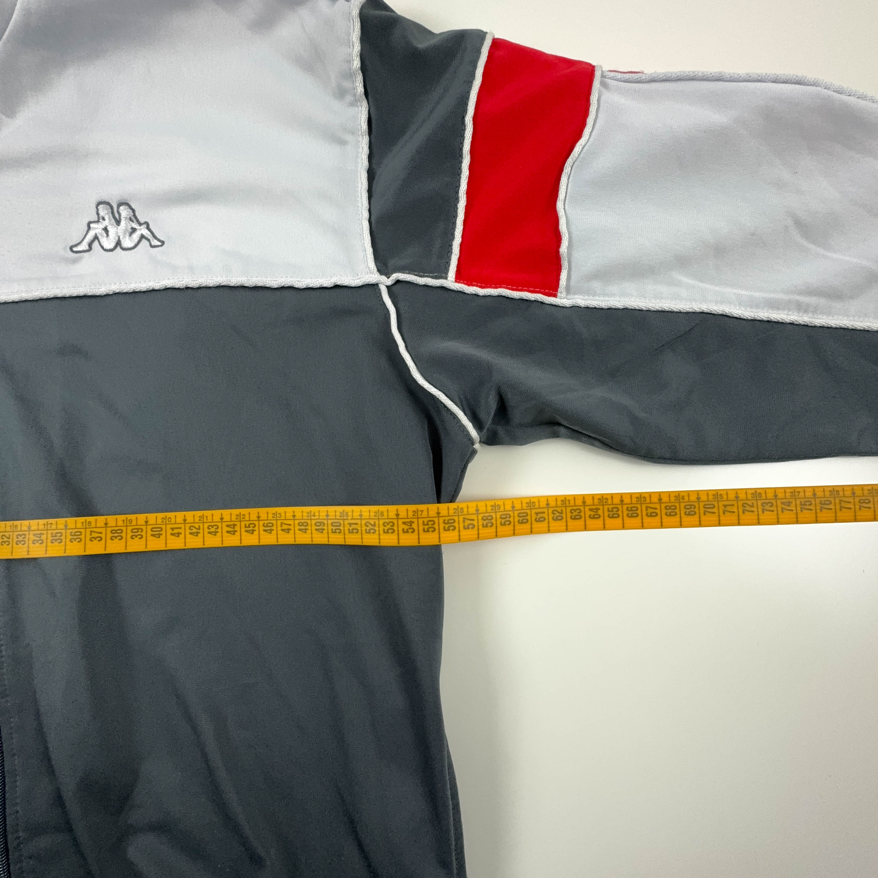 Felpa Kappa Vintage grigia e rossa con zip anni 2000 - Taglia L uomo