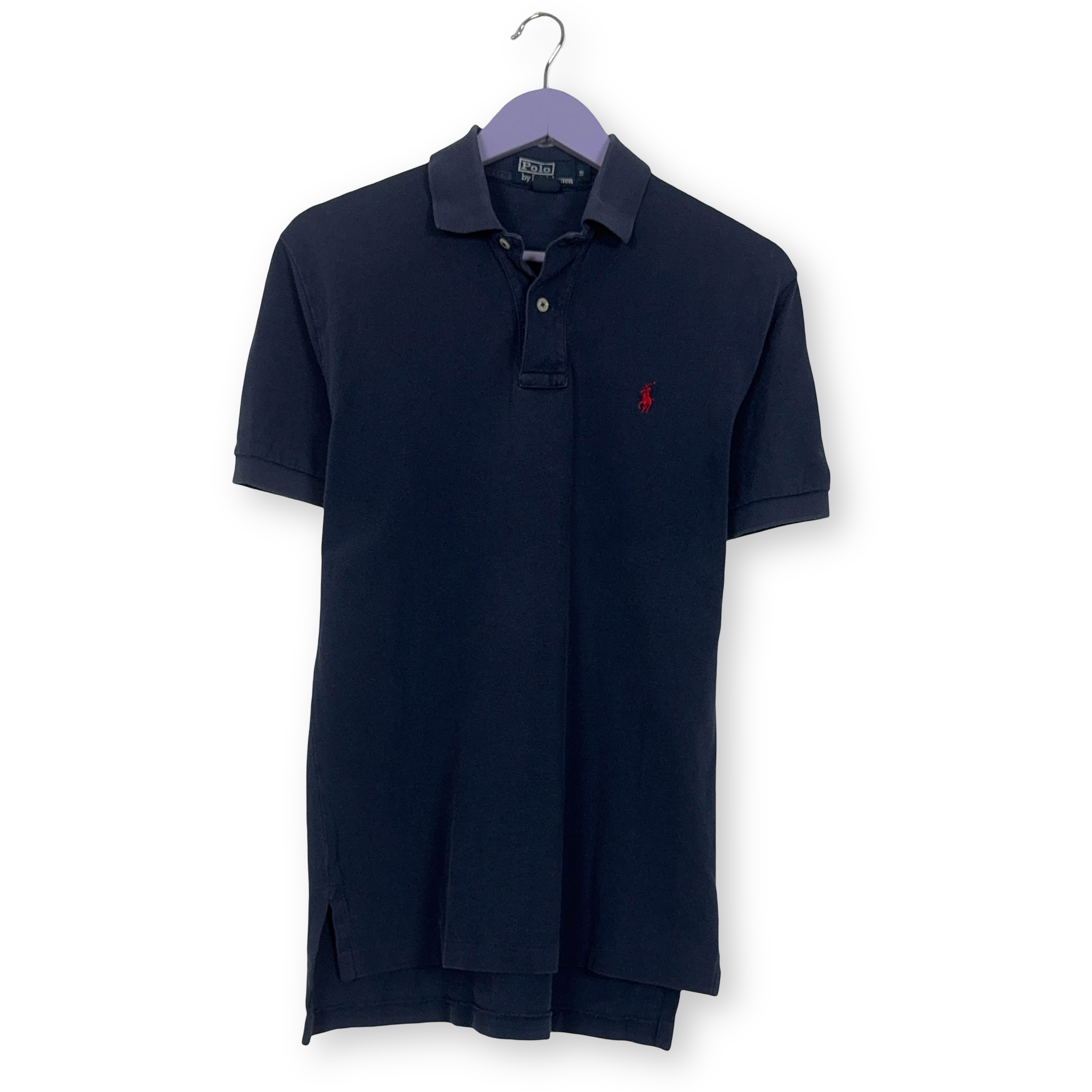 Polo Ralph Lauren blu scura tinta unita in cotone manica corta - Taglia S/M uomo
