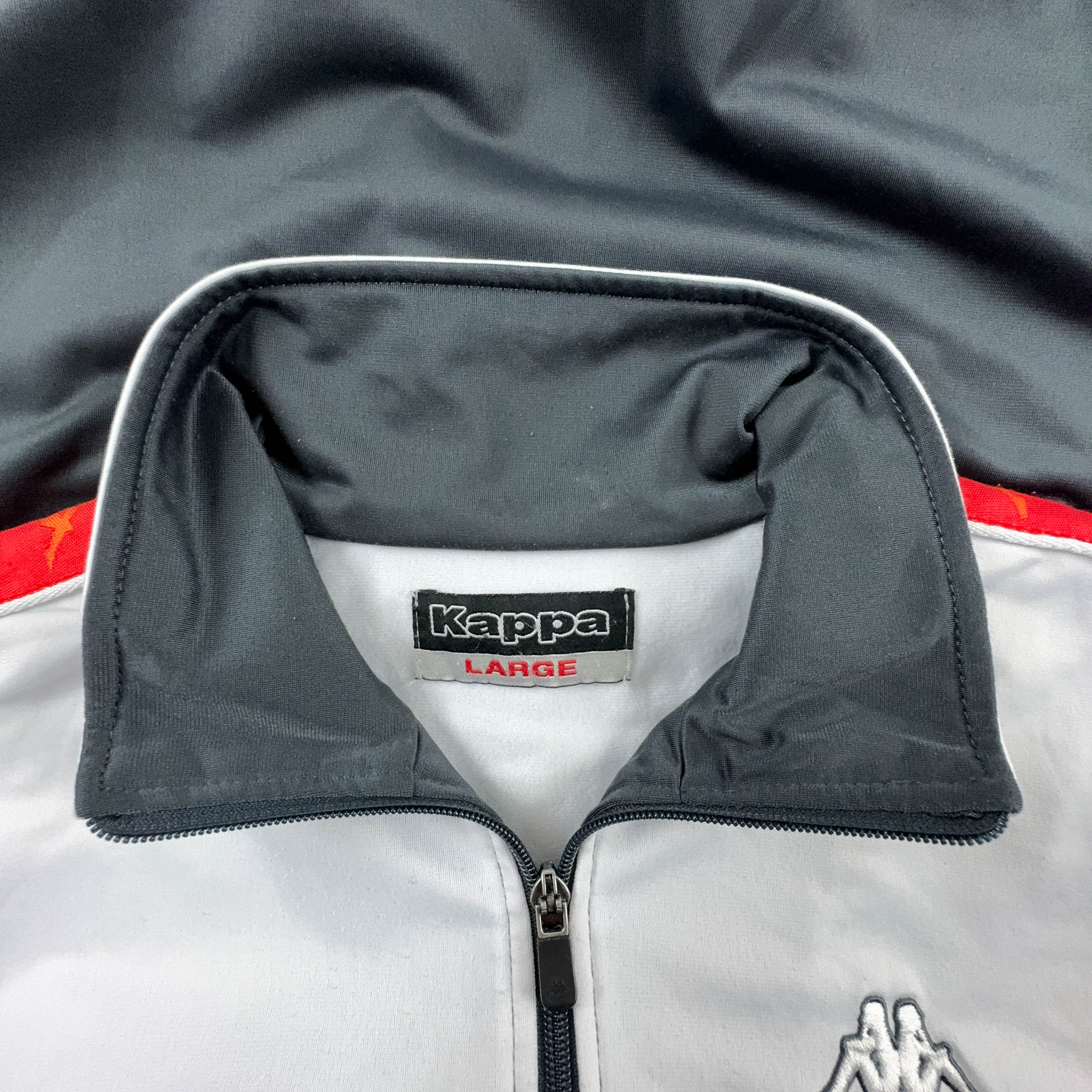 Felpa Kappa Vintage grigia e rossa con zip anni 2000 - Taglia L uomo