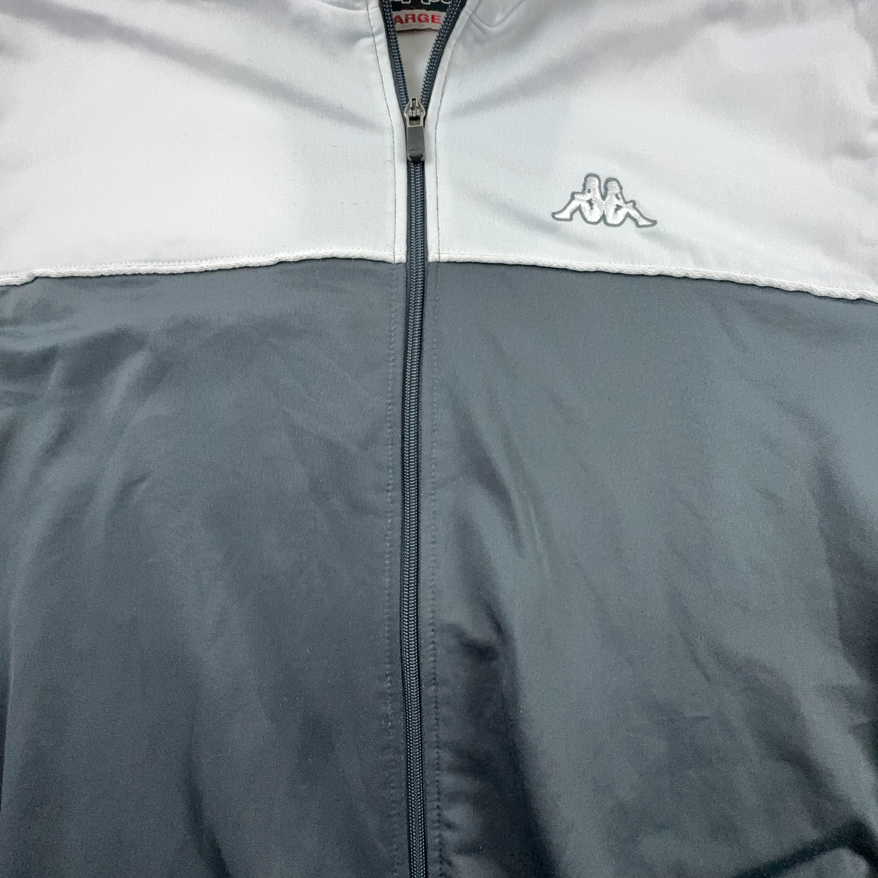 Felpa Kappa Vintage grigia e rossa con zip anni 2000 - Taglia L uomo