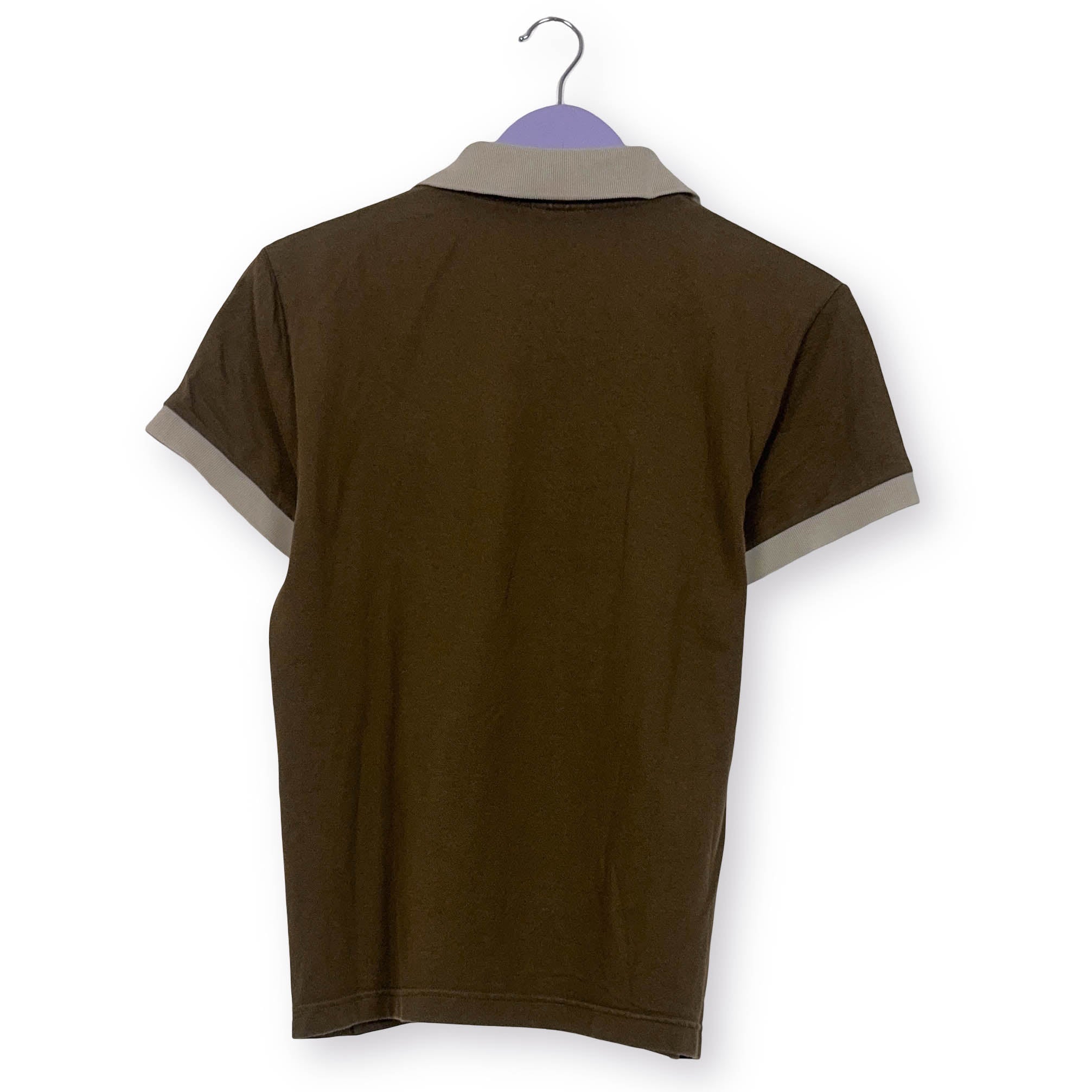 Polo Lacoste marrone e crema in cotone manica corta - Taglia 4 uomo