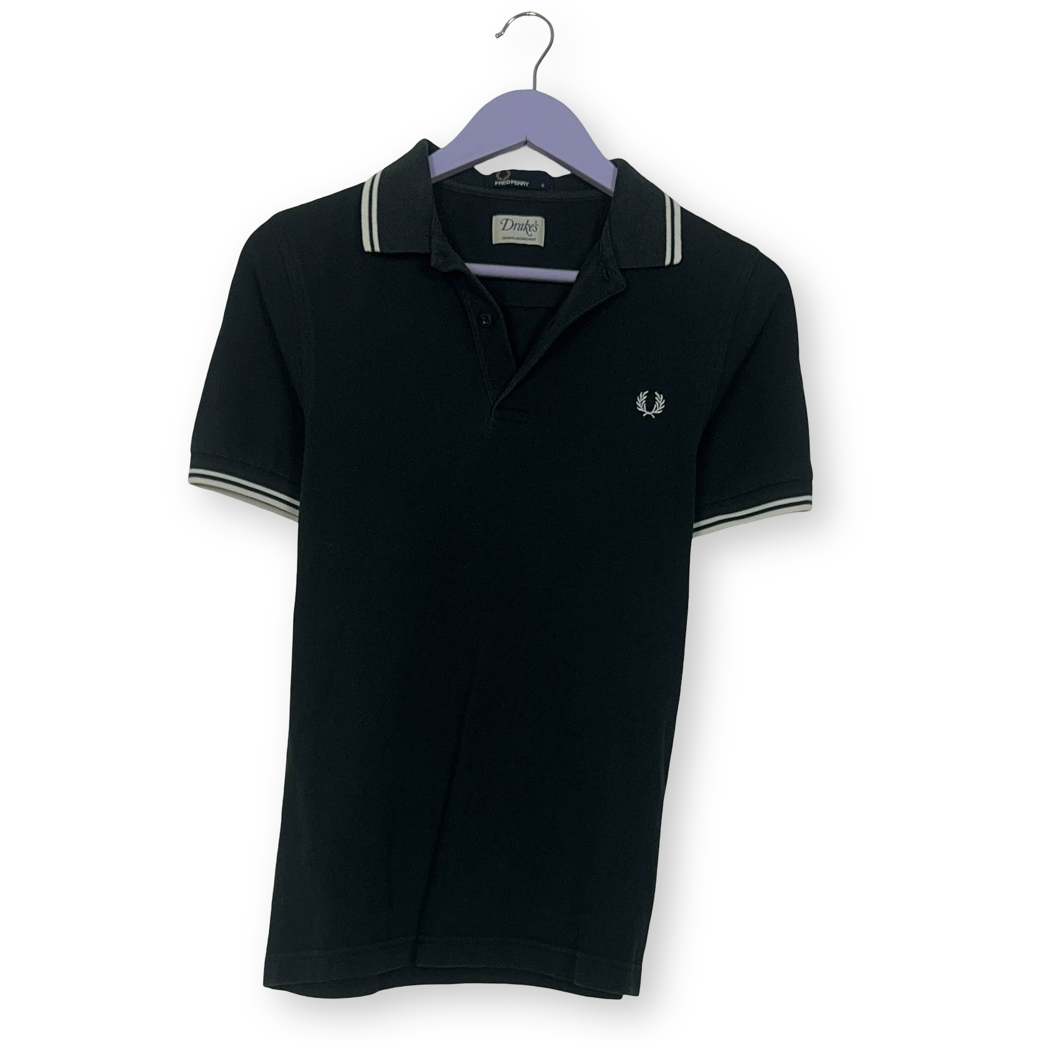 Polo Fred Perry nera tinta unita Drake's print manica corta - Taglia S uomo