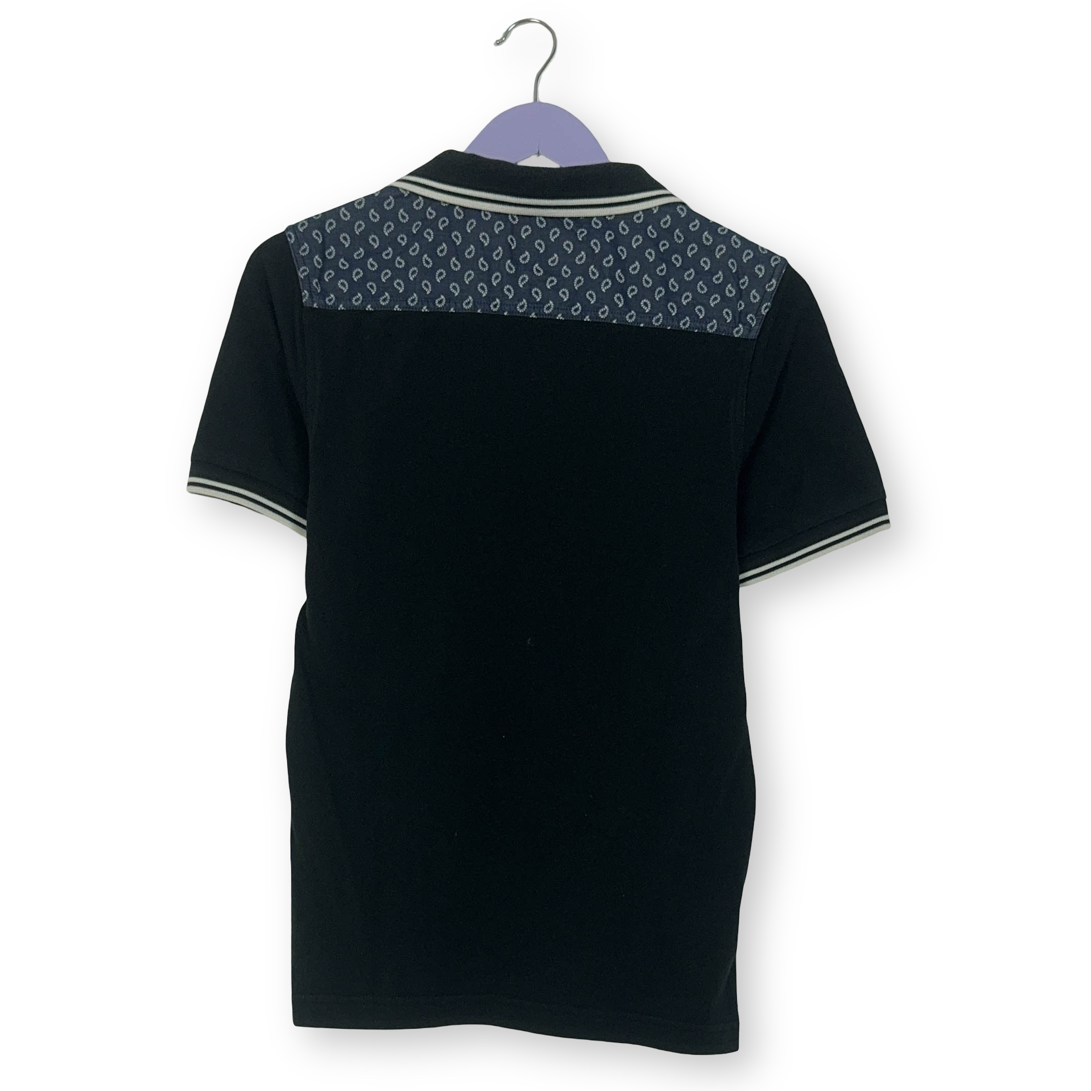 Polo Fred Perry nera tinta unita Drake's print manica corta - Taglia S uomo