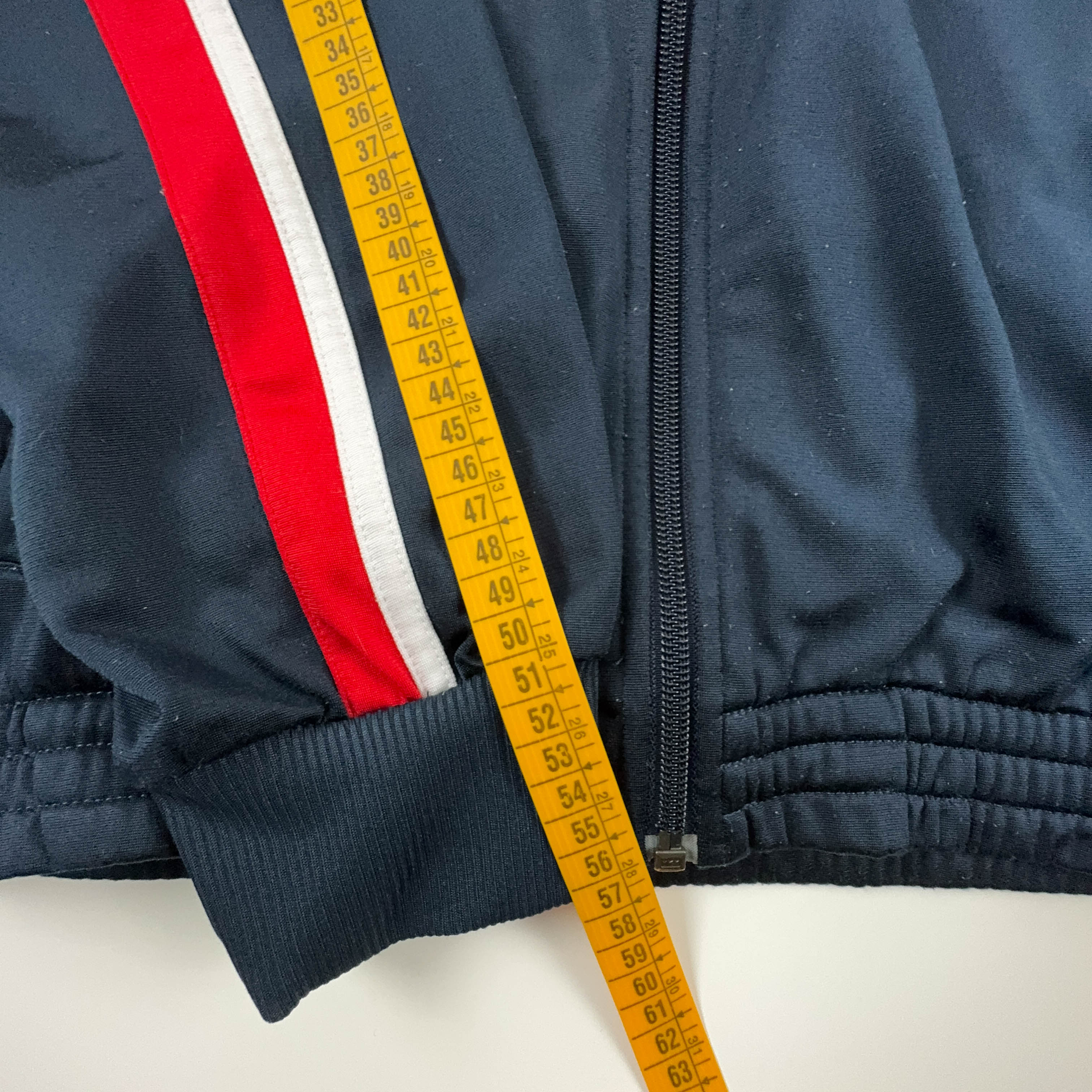 Felpa Adidas Vintage blu scuro e rosso con zip anni 2000 - Taglia S uomo