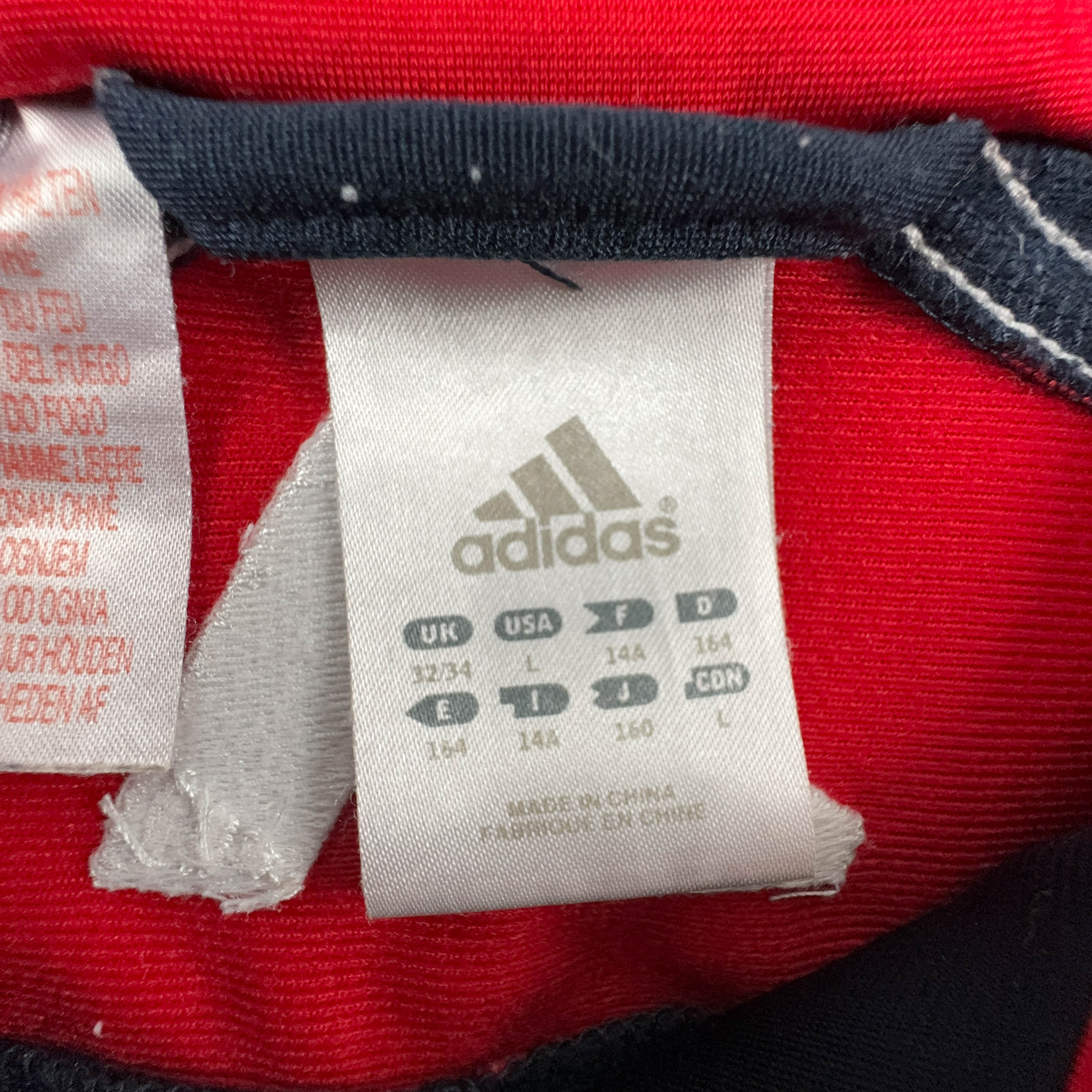 Felpa Adidas Vintage blu scuro e rosso con zip anni 2000 - Taglia S uomo