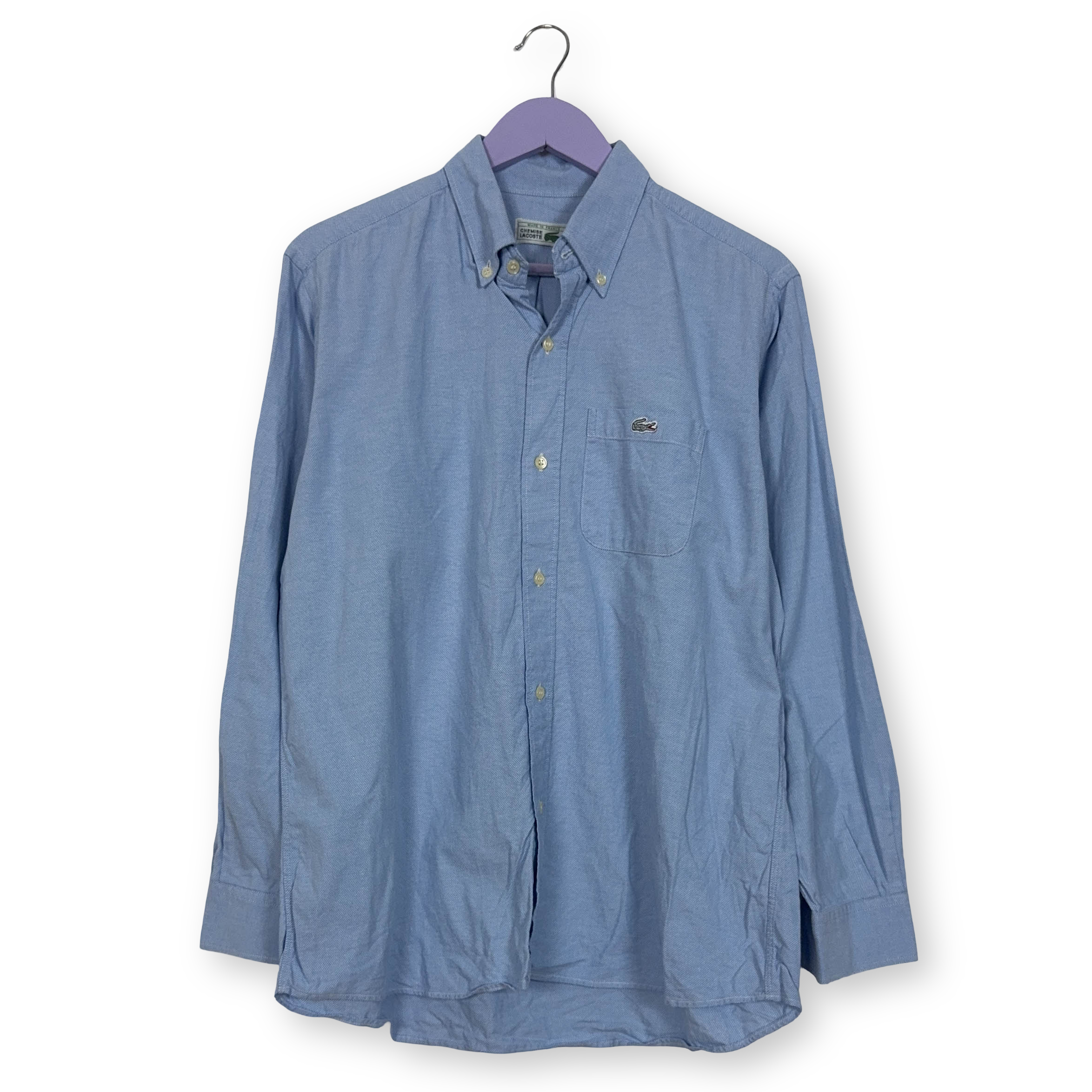Camicia Lacoste azzurra a tinta unita manica lunga - Taglia M uomo