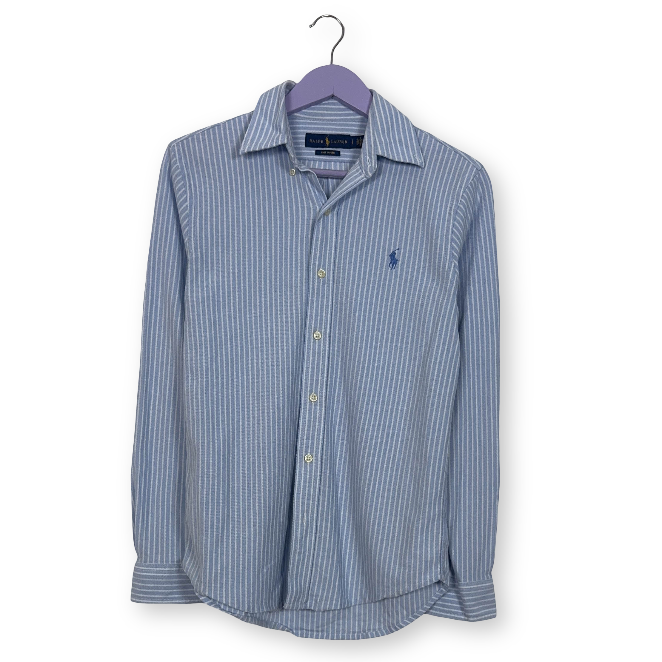 Camicia Ralph Lauren azzurra e bianca a righe in cotone manica lunga - Taglia S uomo