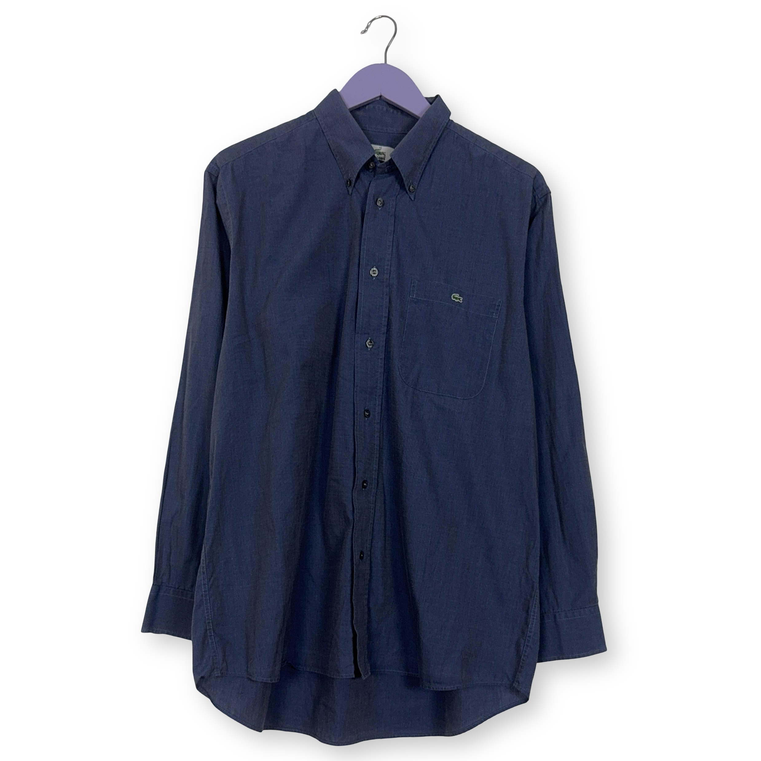 Camicia Lacoste blu a tinta unita manica lunga - Taglia 42 uomo