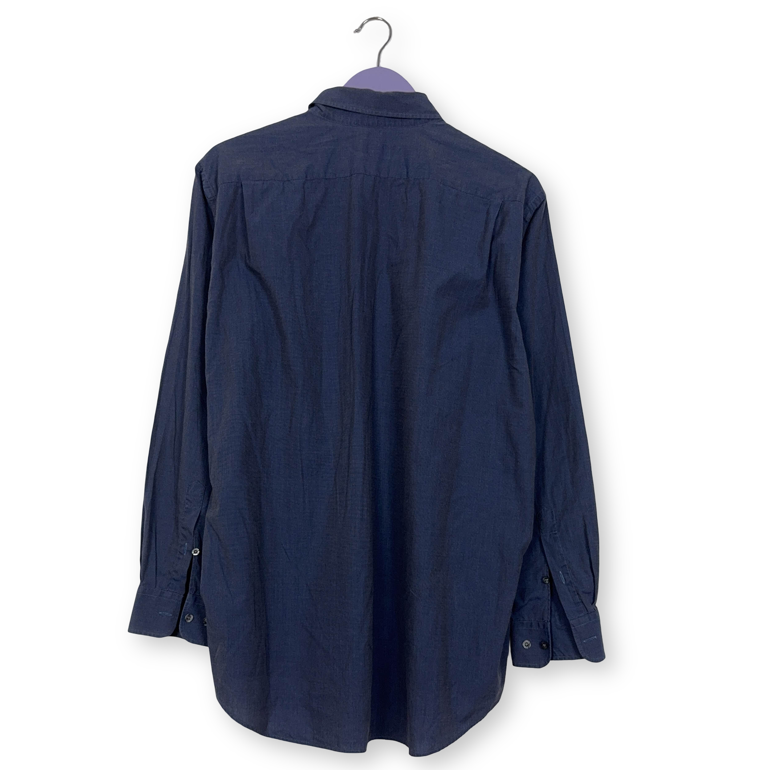 Camicia Lacoste blu a tinta unita manica lunga - Taglia 42 uomo