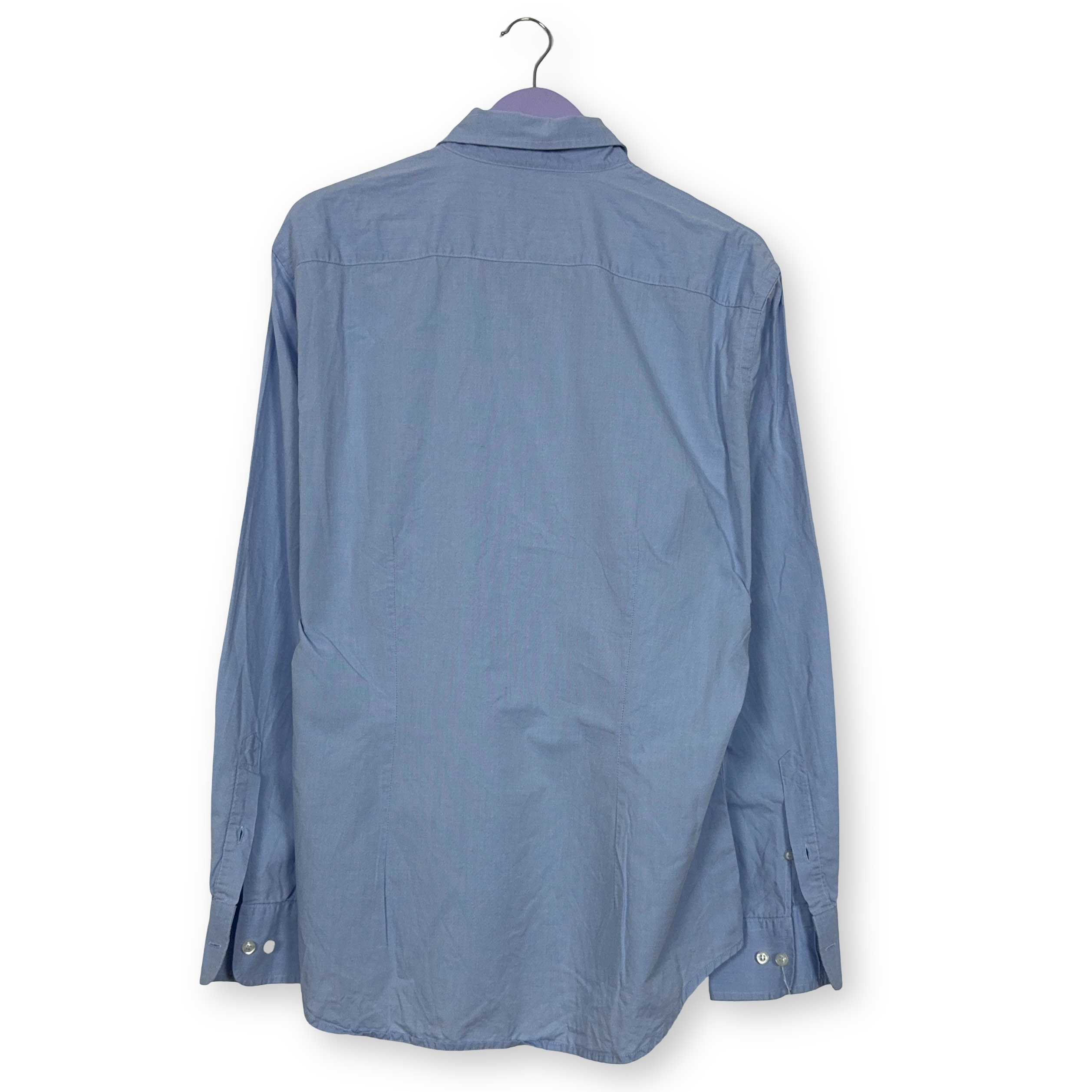 Camicia Fred Perry azzurra a tinta unita in cotone manica lunga slim fit - Taglia XL uomo