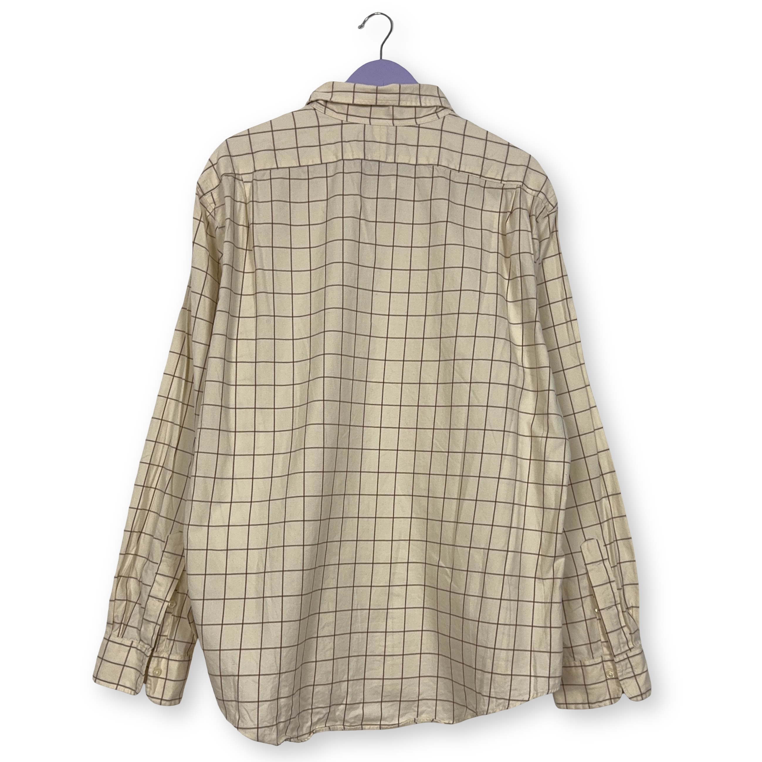 Camicia Ralph Lauren crema a quadri in cotone manica lunga - Taglia XXL uomo
